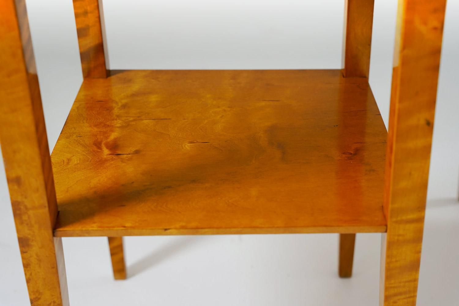 photo vinterior Pair Of Swedish Birch And Marble Bedside Tables
