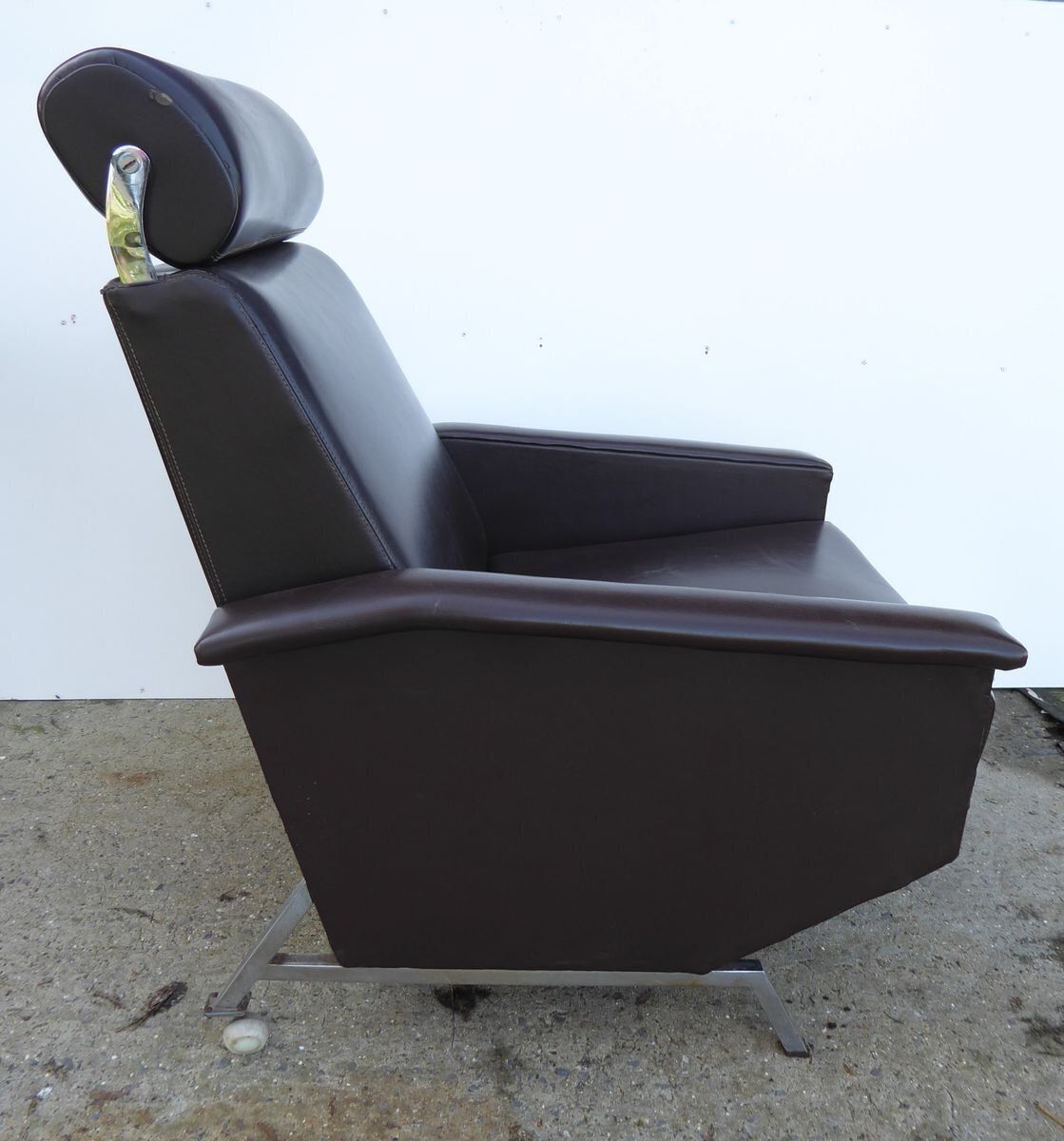 Brown Leatherette Lounge Chair By Georges Van Rijck For Beaufort, 1960s photo for sale