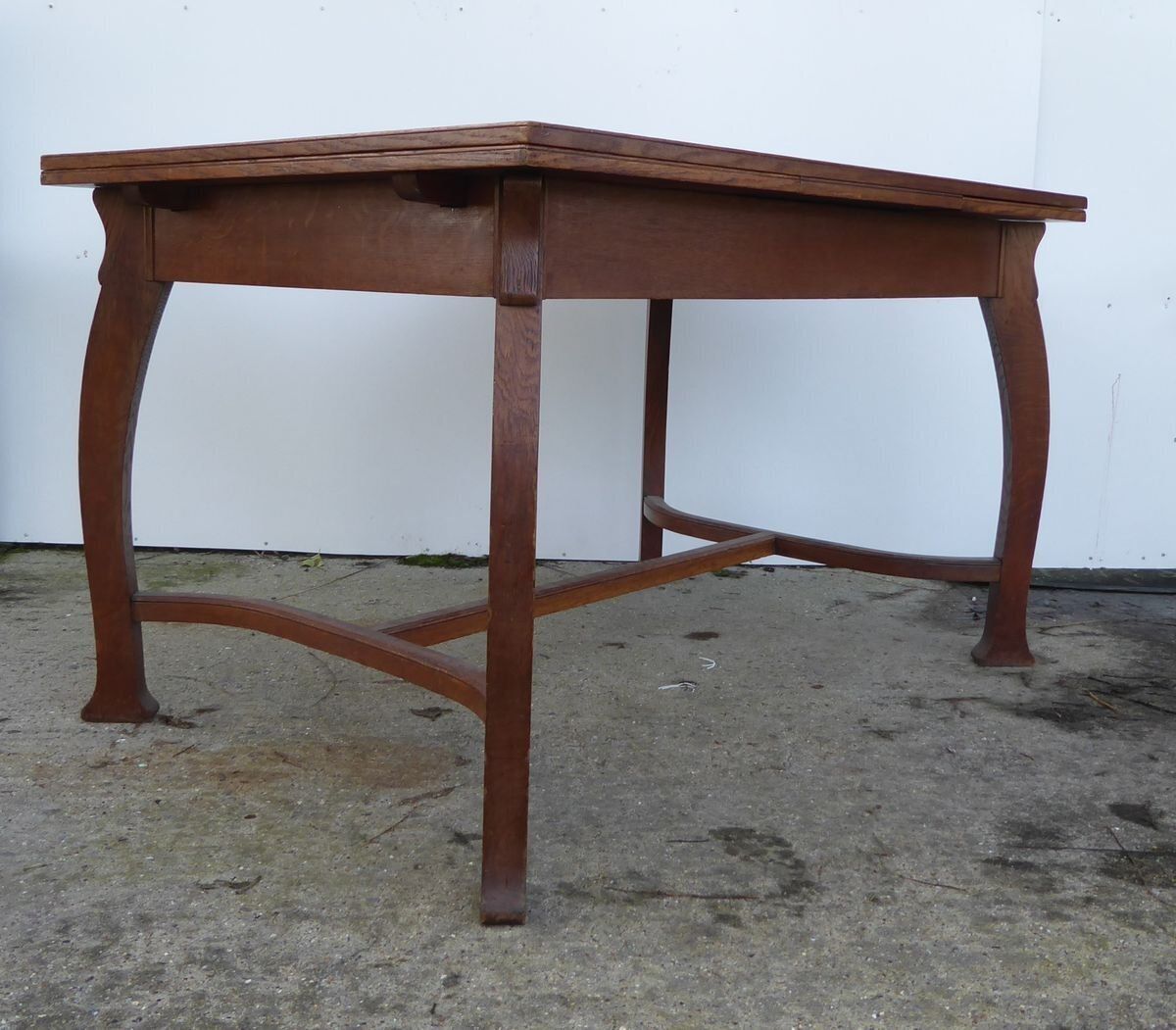 photo furniture Antique Belgian Art Deco Oak Dining Table By Gustave Serrurier Bovy