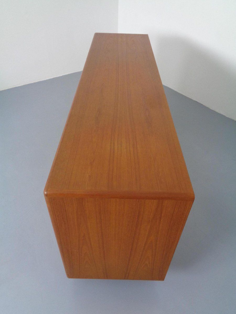 Large Teak Tambour Sideboard From Dyrlund, Denmark, 1970s photo vintage
