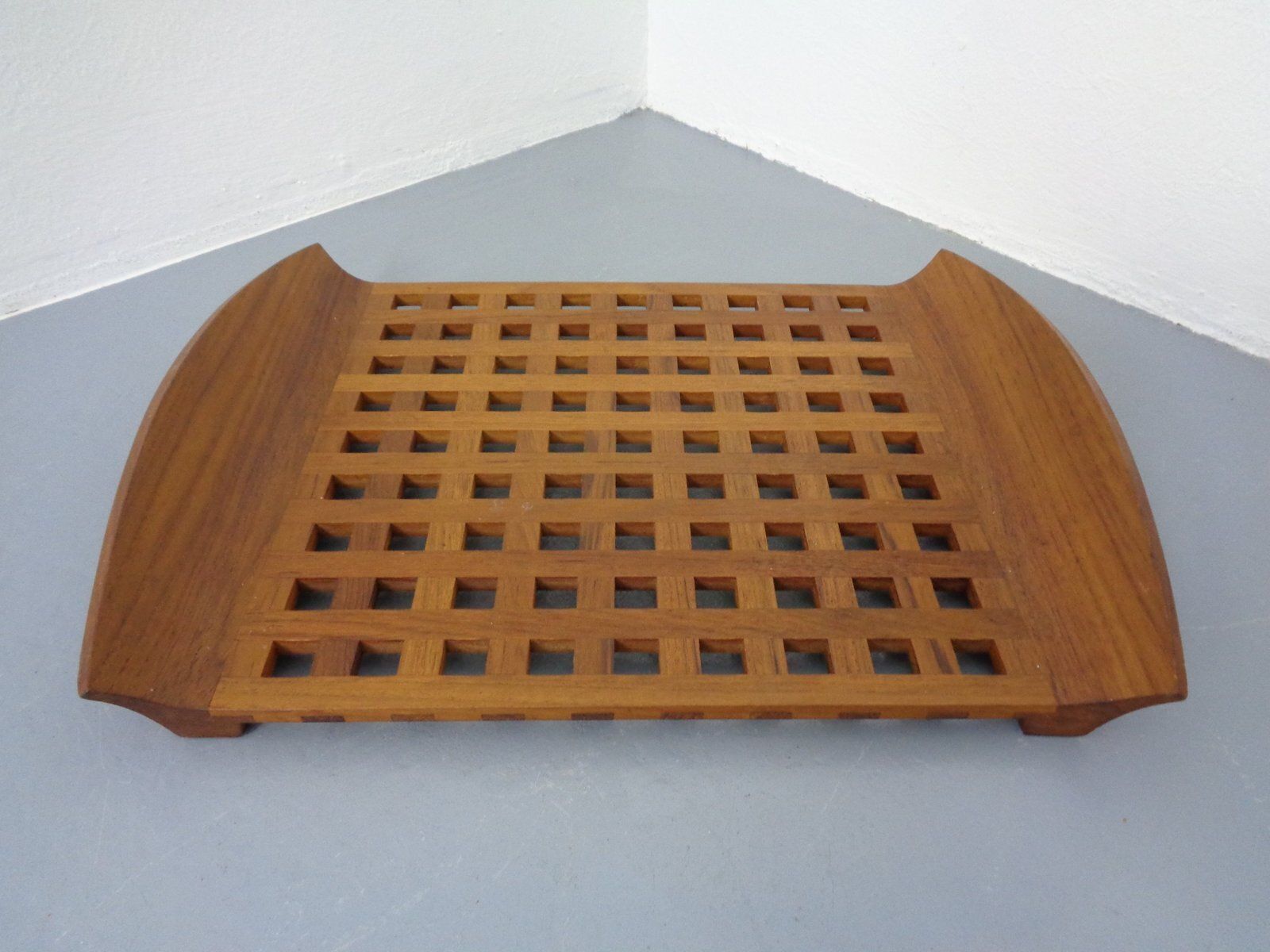 Teak Tray With Glass Bowls By Jens Quistgaard For Ihq Dansk Designs, 1960s, Set Of 6 photo vintage