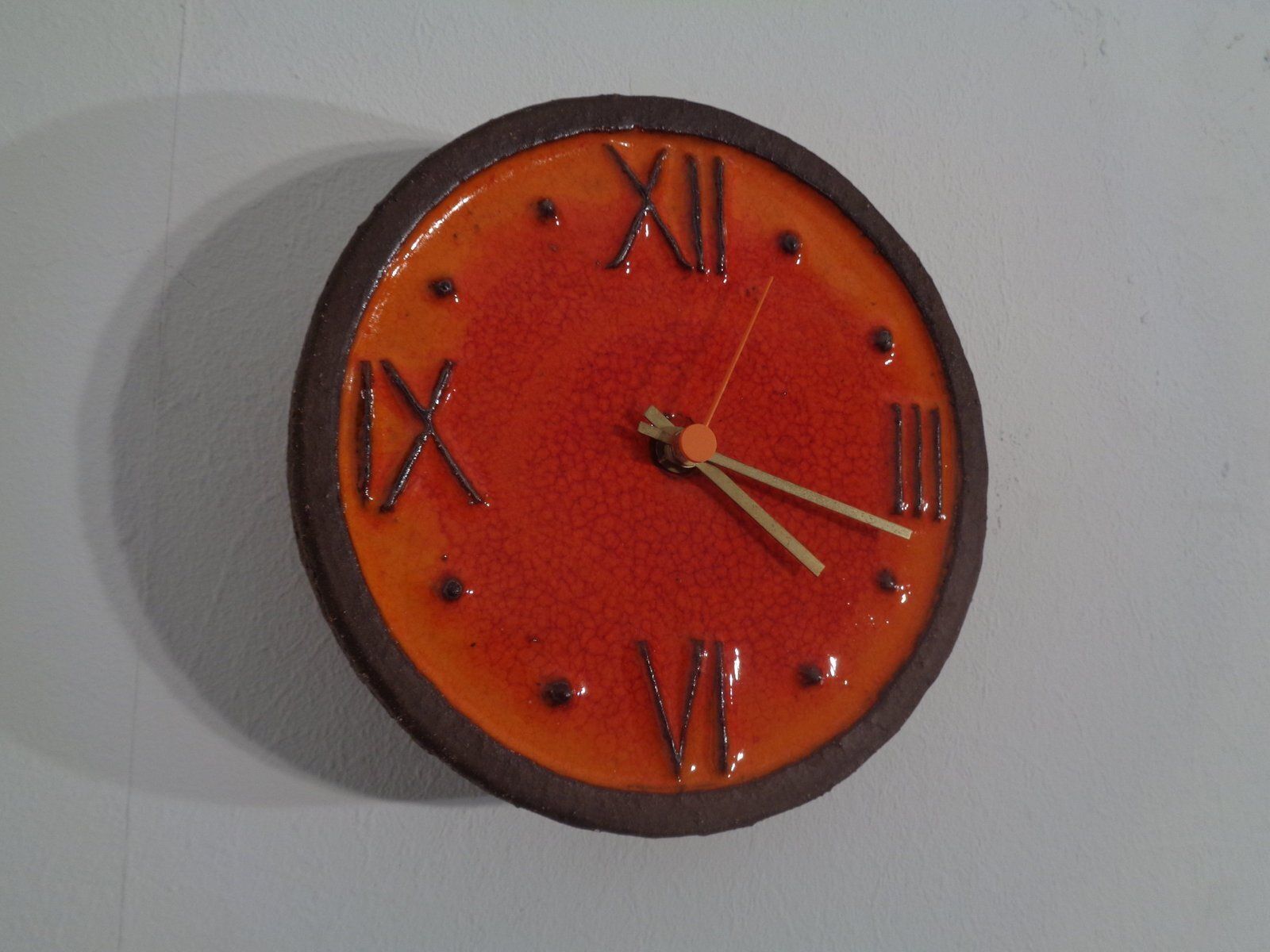 Orange Ceramic Wall Clock From Krösselbach, Germany, 1970s photo for sale