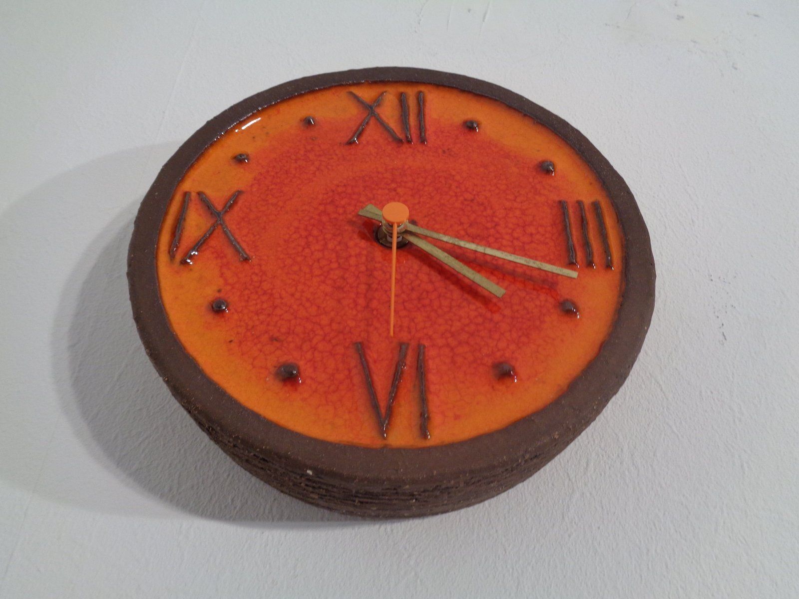 Orange Ceramic Wall Clock From Krösselbach, Germany, 1970s photo vinterior