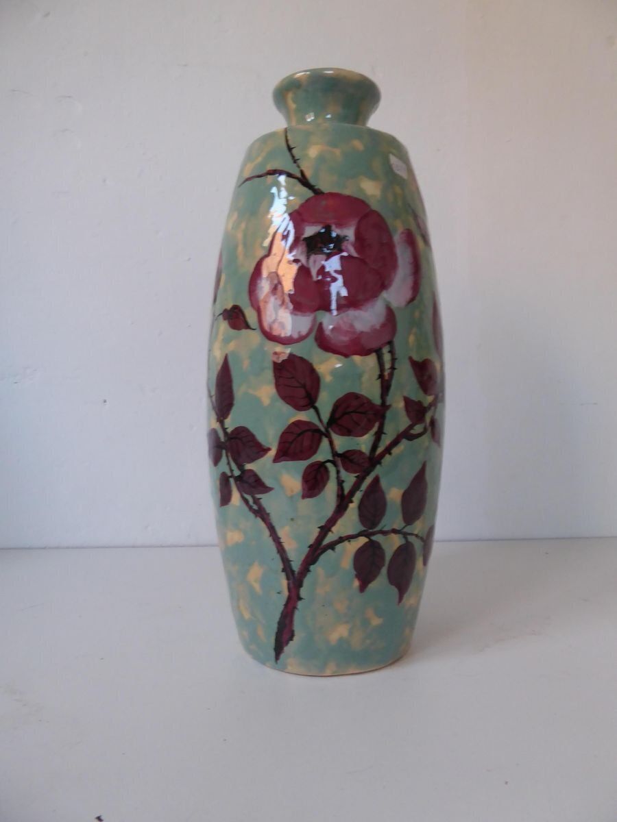 Large Art Deco French Ceramic Vase By Simone Larrie For D'argyll, 1930s