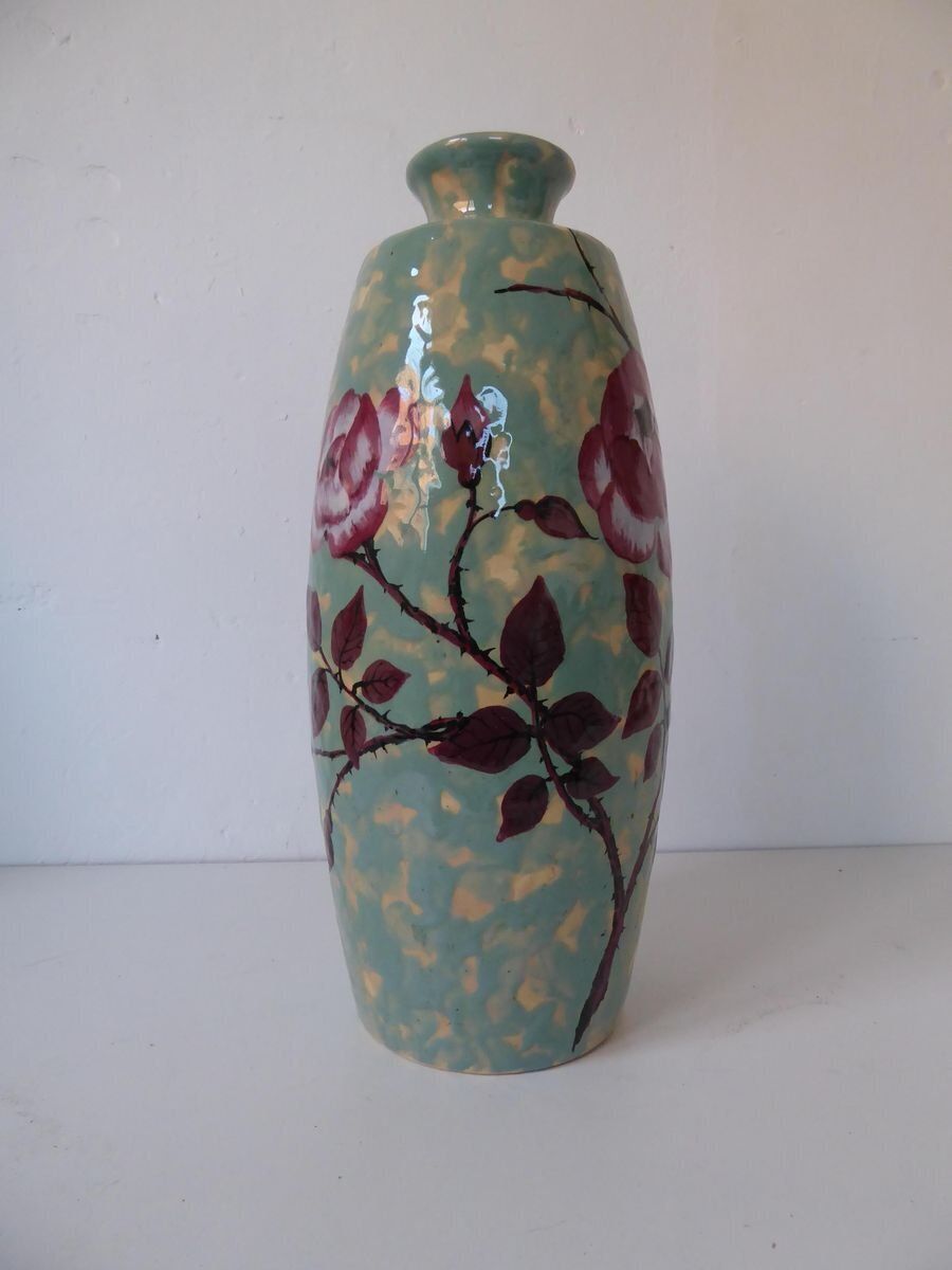 Large Art Deco French Ceramic Vase By Simone Larrie For D'argyll, 1930s photo vinterior