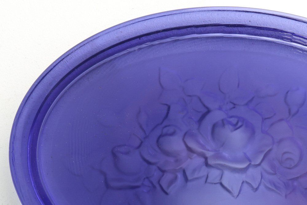 Blue Glass Vide Poche From Val Saint Lambert, Belgium, 1900s photo vintage