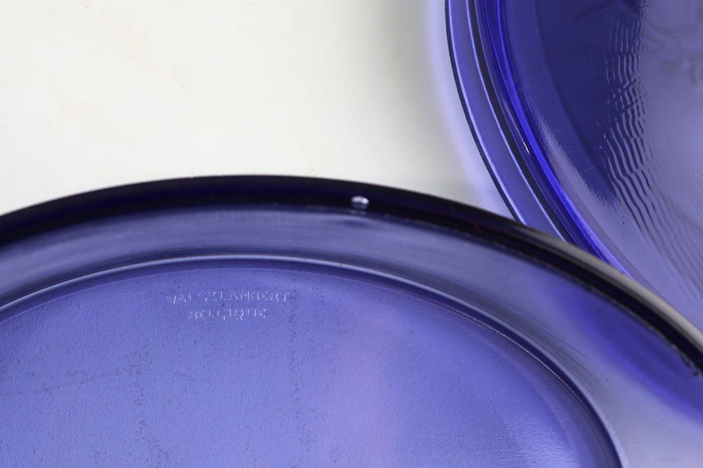 photo for sale Blue Glass Vide Poche From Val Saint Lambert, Belgium, 1900s