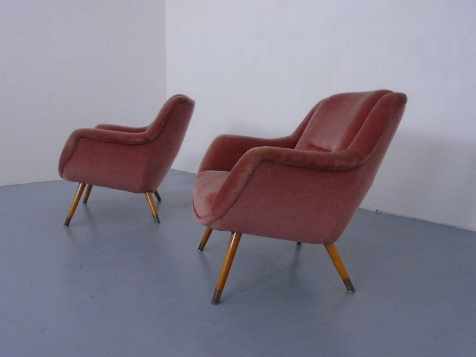Mid Century French Organic Mohair Lounge Chairs, 1950s, Set Of 2 photo vinterior