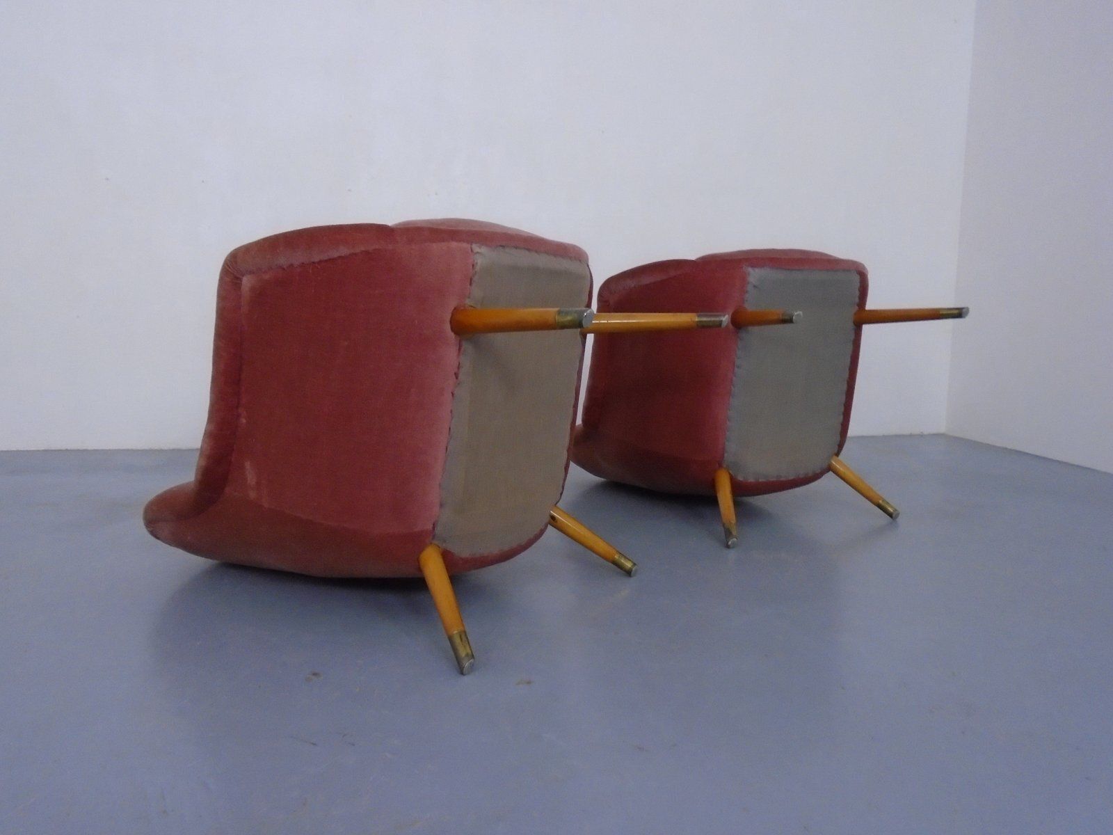 Mid Century French Organic Mohair Lounge Chairs, 1950s, Set Of 2 photo vintage