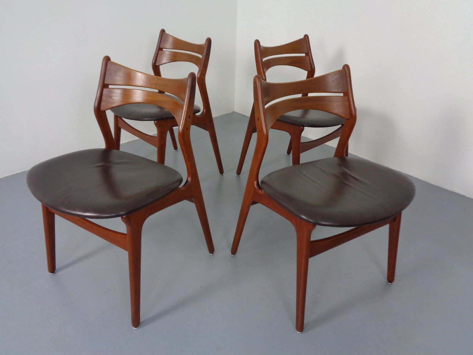 Teak & Leather Model 310 Dining Chairs By Erik Buch For Chr. Christensen, Denmark, 1960s, Set Of 4 photo Furniture