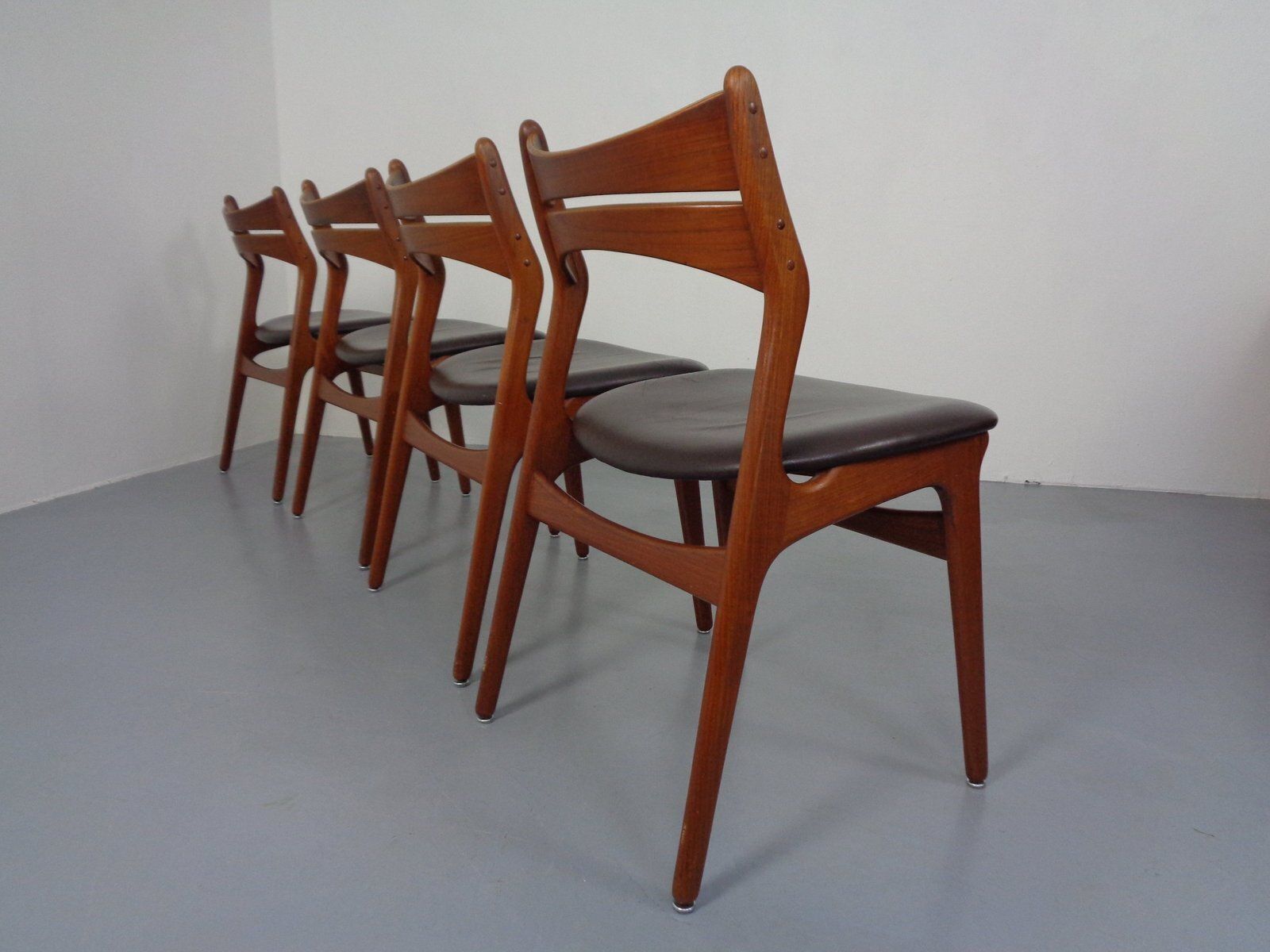 Teak & Leather Model 310 Dining Chairs By Erik Buch For Chr. Christensen, Denmark, 1960s, Set Of 4 photo vintage