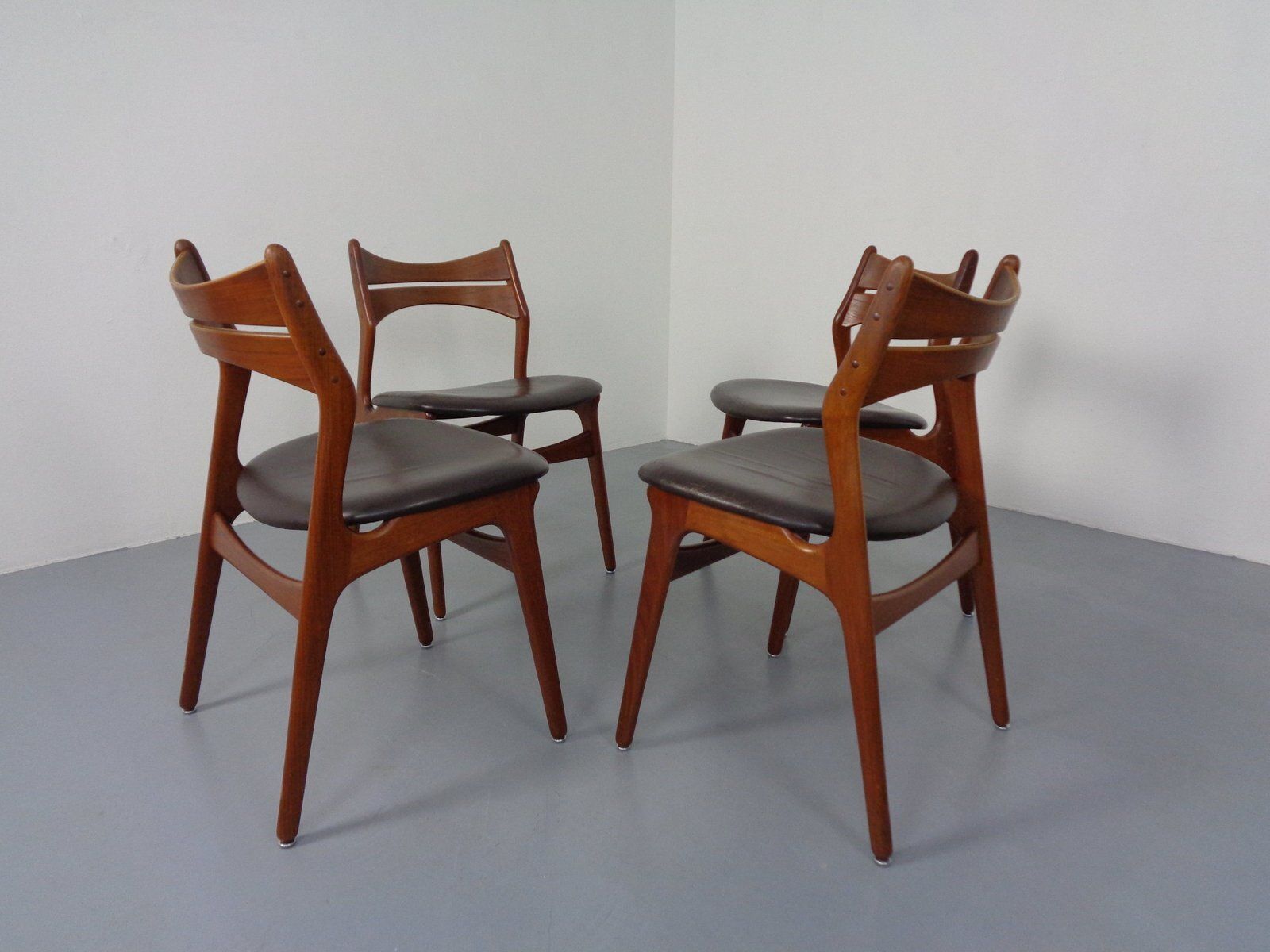 Furniture Teak & Leather Model 310 Dining Chairs By Erik Buch For Chr. Christensen, Denmark, 1960s, Set Of 4 photo