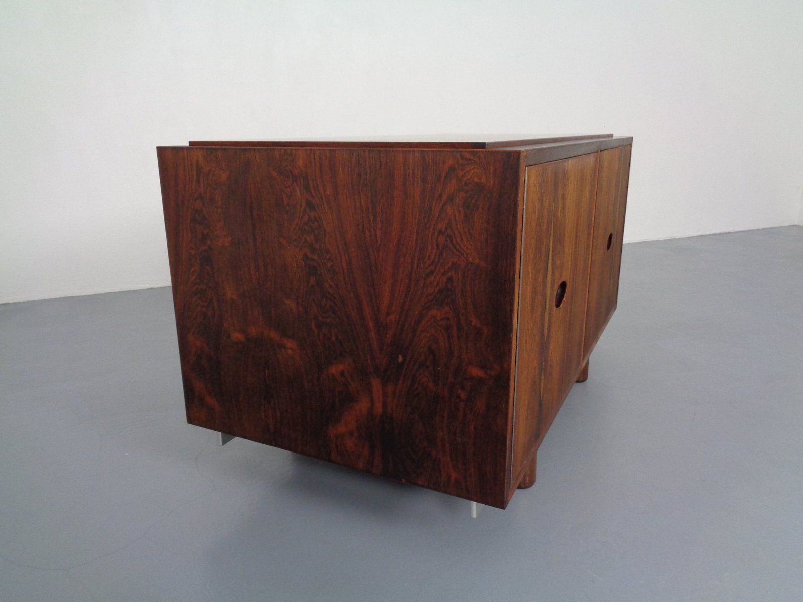 4250.0 Rosewood And Leather Tambour Writing Desk By Gianfranco Frattini For Bernini, Italy, 1964 photo