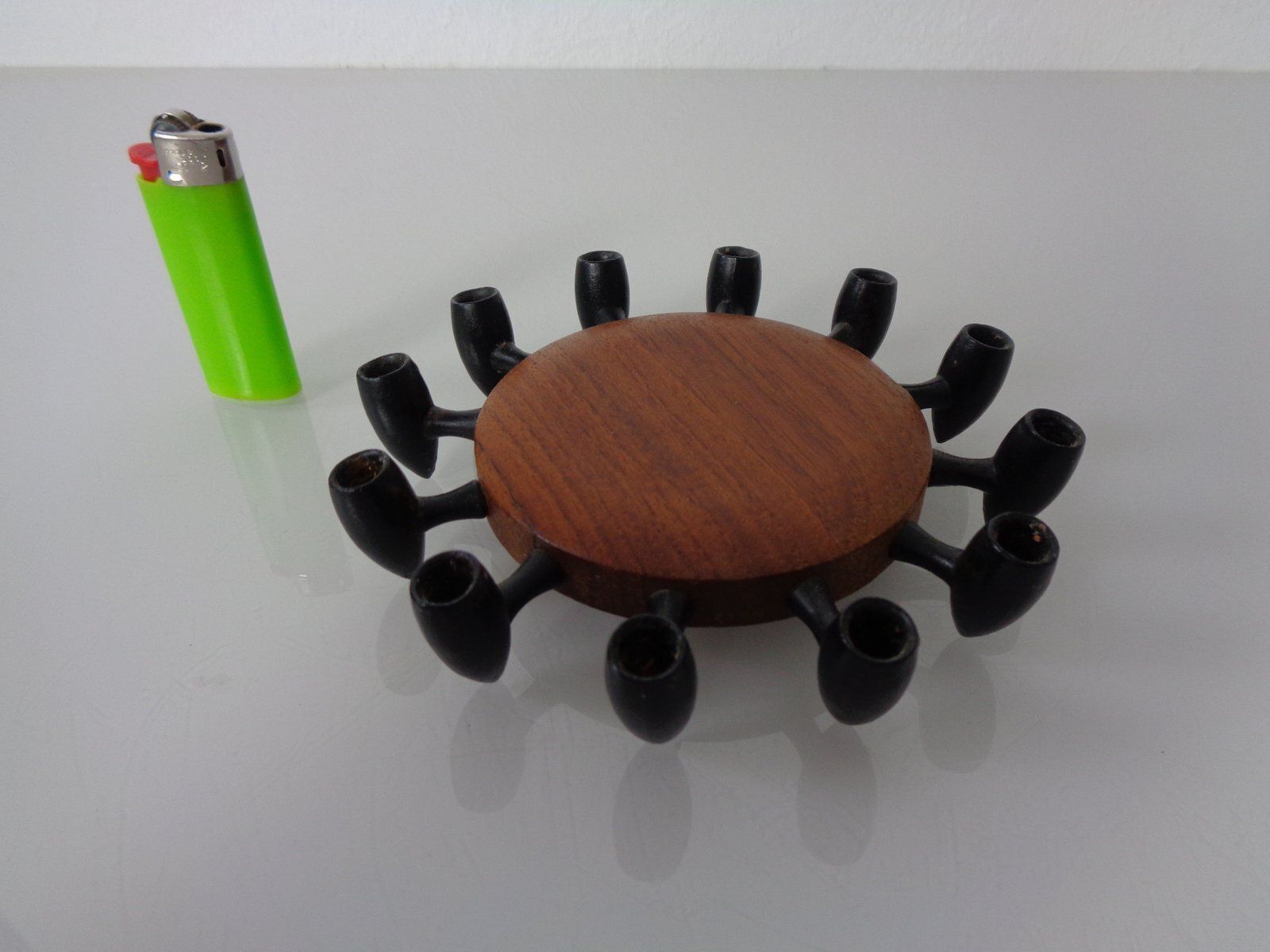 Digsmed Teak And Steel Candleholder, Denmark, 1960s photo for sale