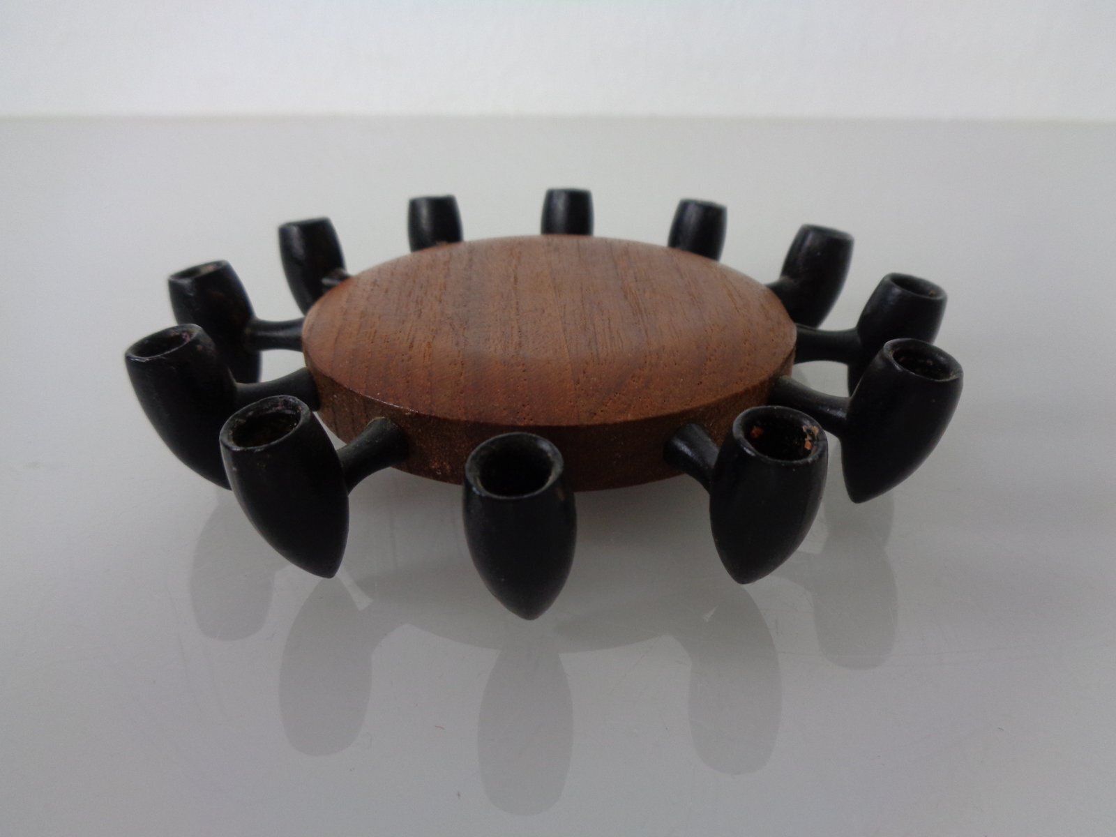 Digsmed Teak And Steel Candleholder, Denmark, 1960s photo vintage