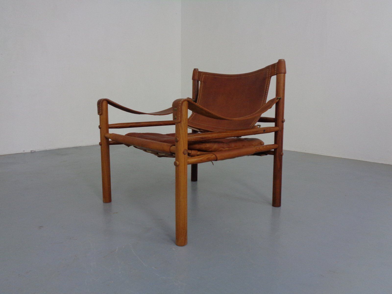 Sirocco Safari Chair In Rosewood And Leather By Arne Norell, Sweden, 1960s