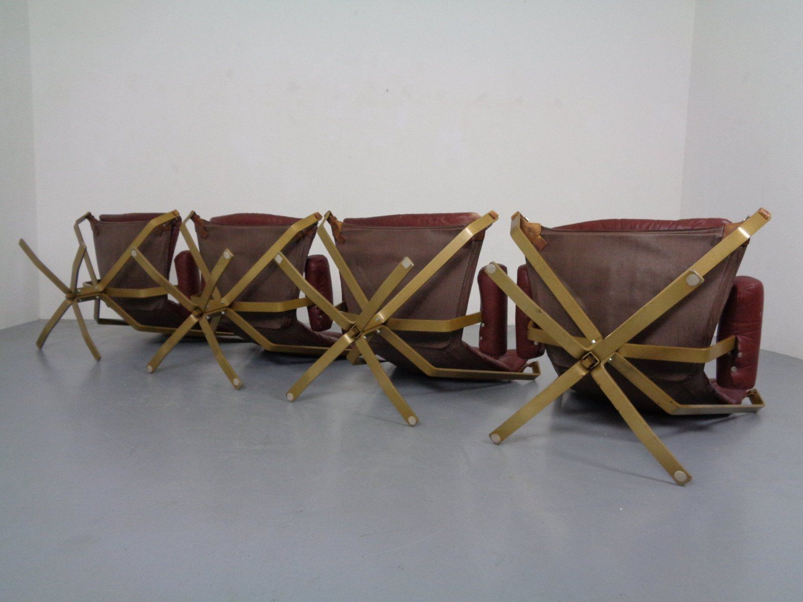2515.0 Danish Leather & Steel Super Star Chairs From Trygg, Denmark, 1970s, Set Of 4 photo