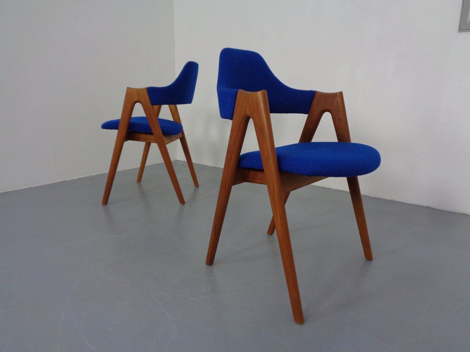 Set Of Compass Chairs In Teak And Kvadrat Hallingdal 65 By Kai Kristiansen For Schou Andersen, 1960s photo vinterior