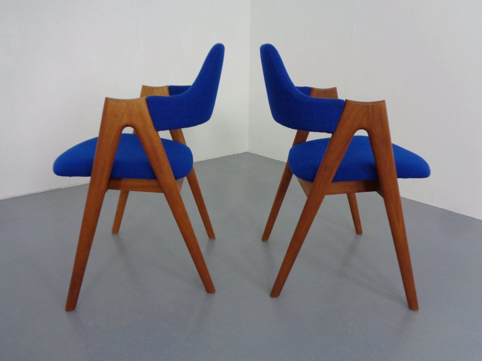 Set Of Compass Chairs In Teak And Kvadrat Hallingdal 65 By Kai Kristiansen For Schou Andersen, 1960s photo buy