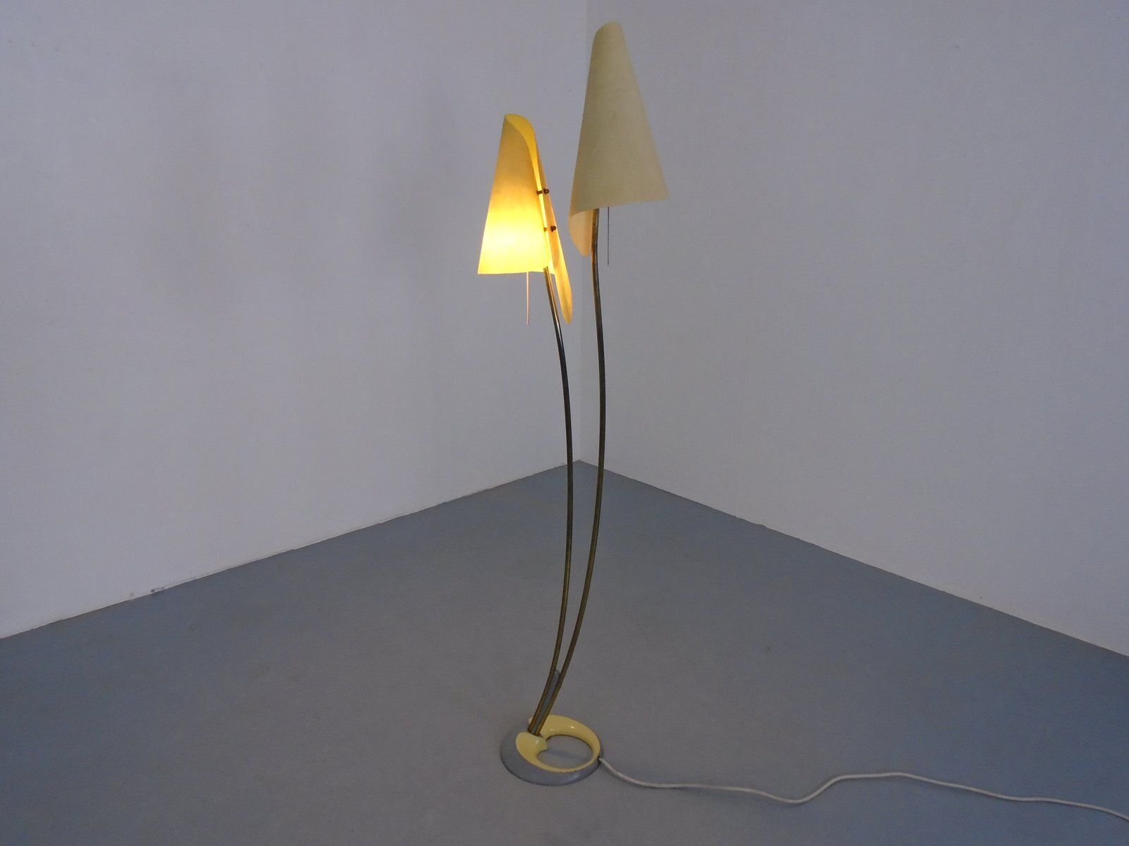 Fiberglass & Brass Floor Lamp By Carl Auböck For Dame & Co. Neheim, Germany, 1950s photo 1648.0