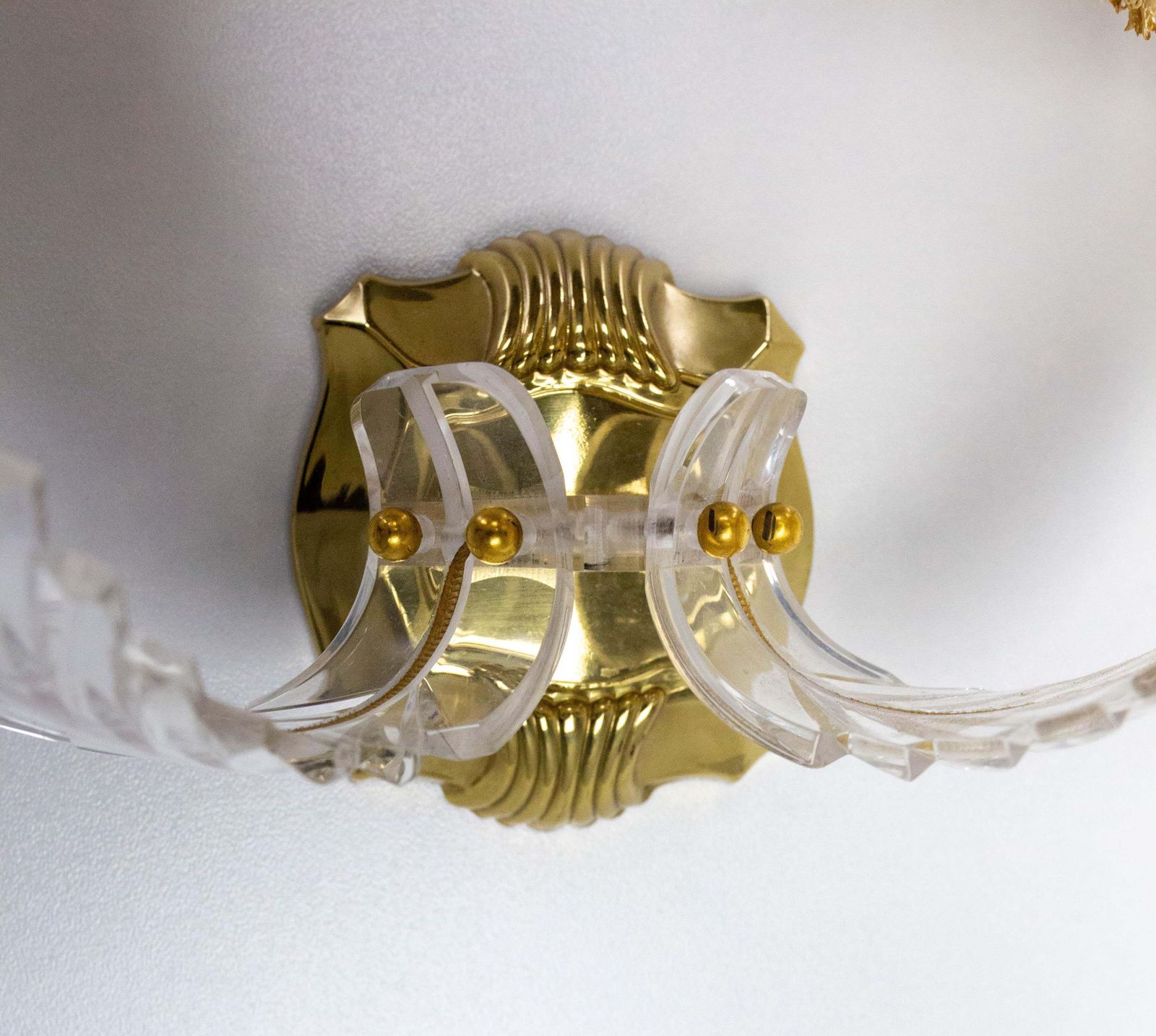 Pair Of Double Sconces Brass And Resin With Lampshades, Louis XV Style C 1960 photo vintage