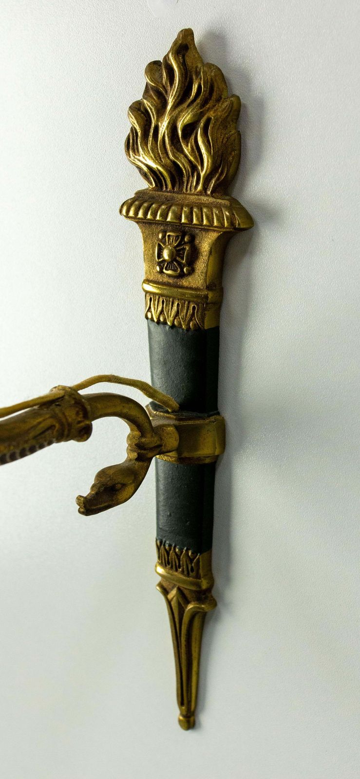 Pair Of Sconces Empire Style Deep Green With Torch And Swan Circa 1960 France photo 521.0