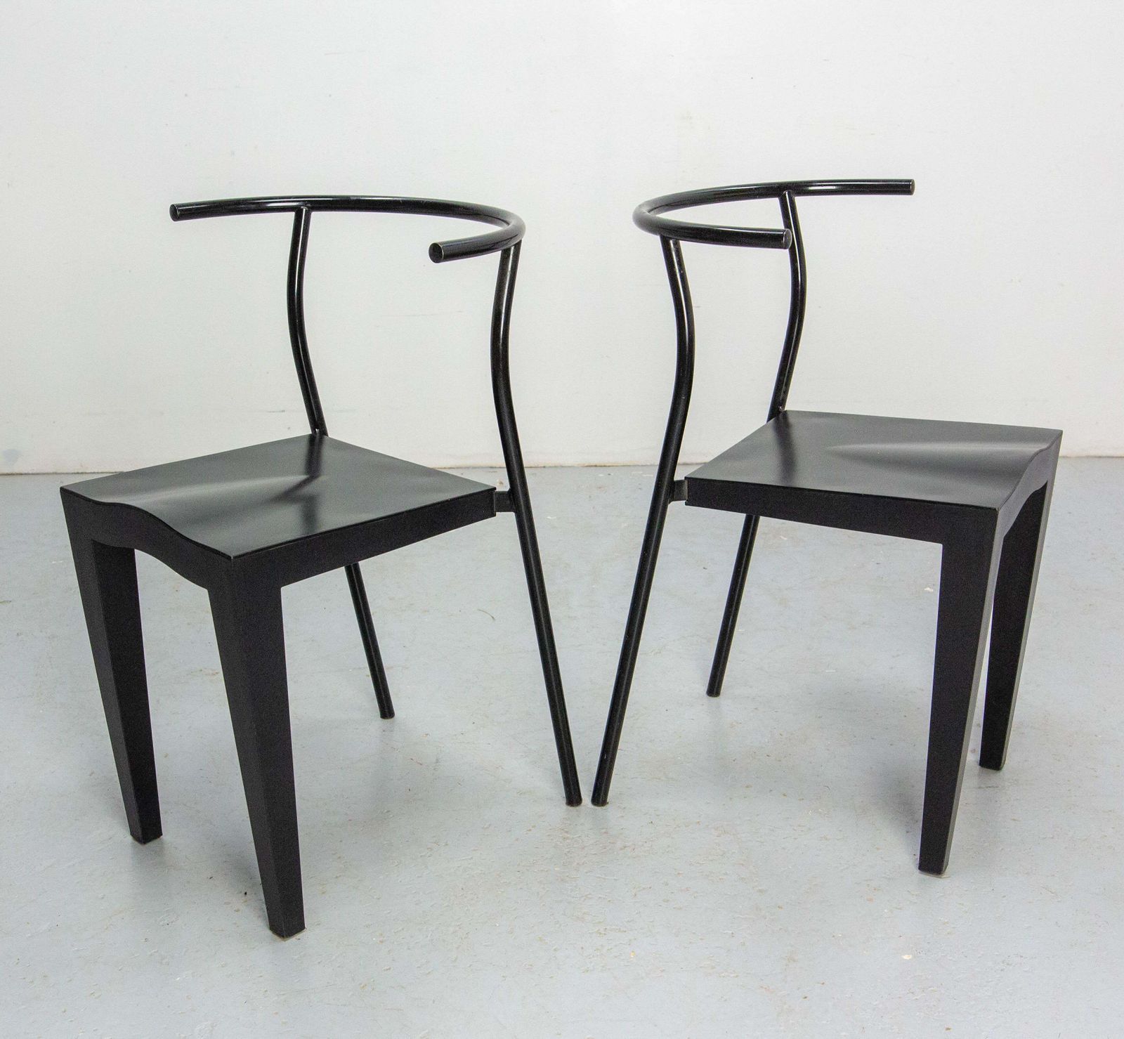 Pair Of Black Chairs DR Glob Of Philippe Starck For Kartell, Circa 1980 photo vinterior
