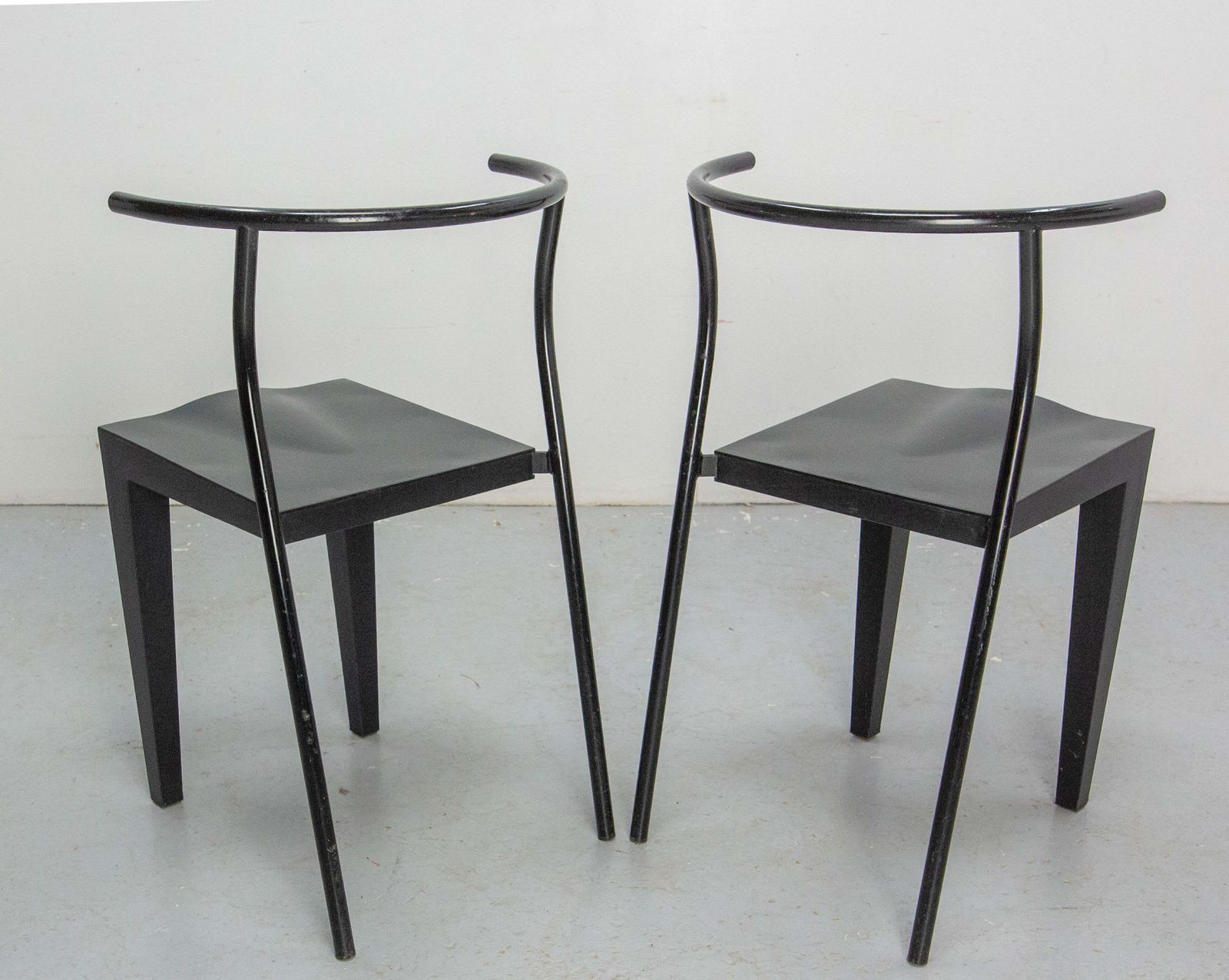 Pair Of Black Chairs DR Glob Of Philippe Starck For Kartell, Circa 1980 photo vintage