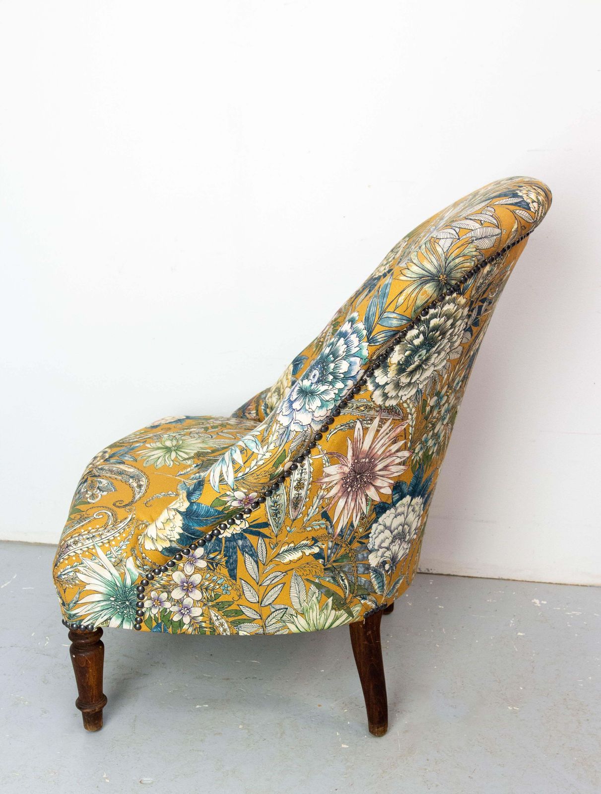 Antique Armchairs Reupholsted Chauffeuse Napoleon III French Late 19th Centuty photo vintage