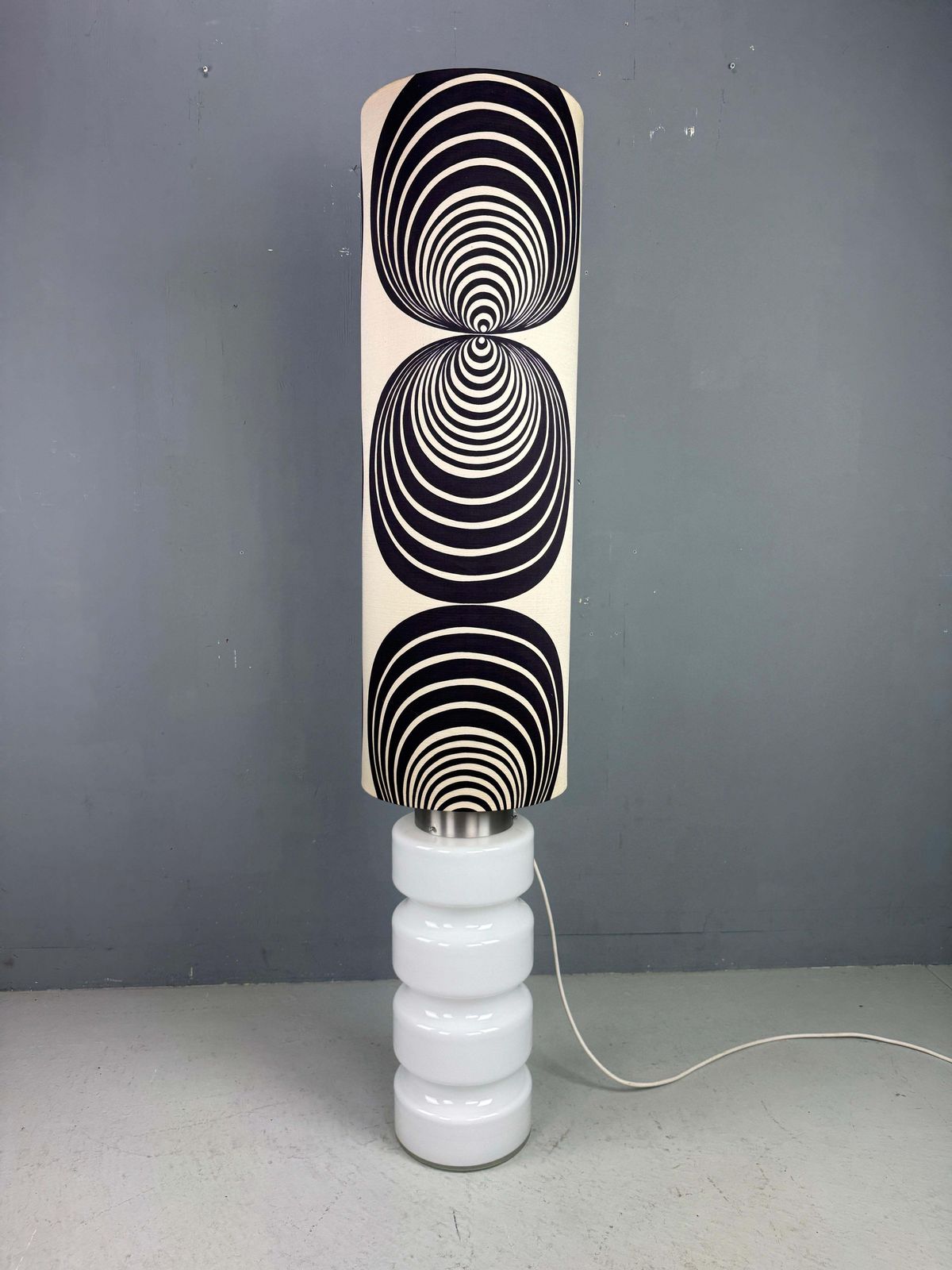 photo for sale White Glass 59 Inch Floor Lamp  3 Way Switch  Seventies Lampshade  Germany