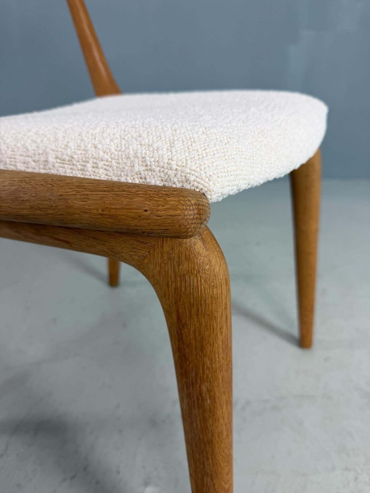 Alfred Christensen Danish Oak "Boomerang" Chairs Set Of 6 Boucle Fabric photo vintage
