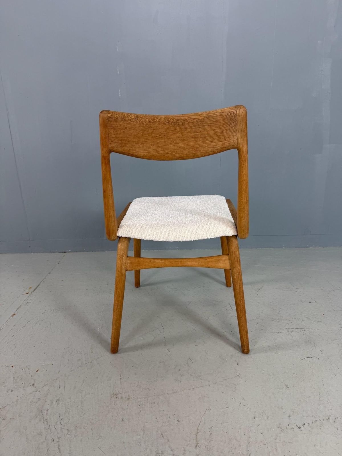 Furniture Alfred Christensen Danish Oak "Boomerang" Chairs Set Of 6 Boucle Fabric photo