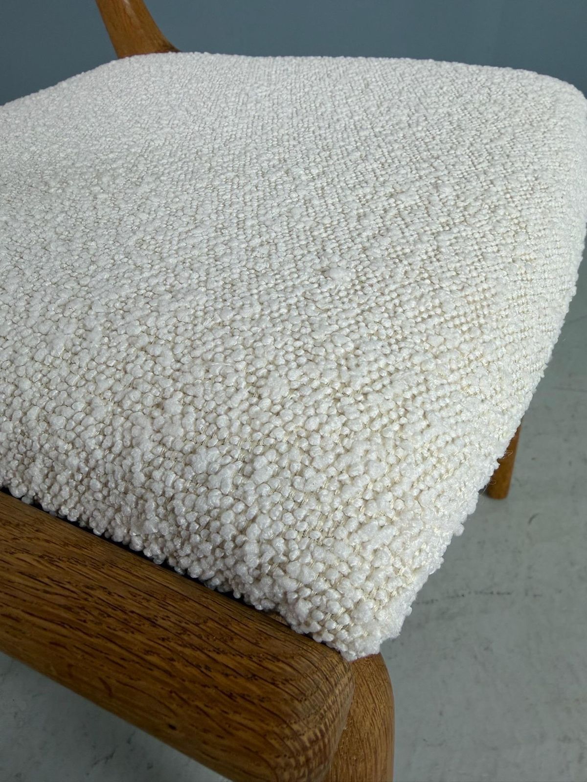 4375.0 Alfred Christensen Danish Oak "Boomerang" Chairs Set Of 6 Boucle Fabric photo