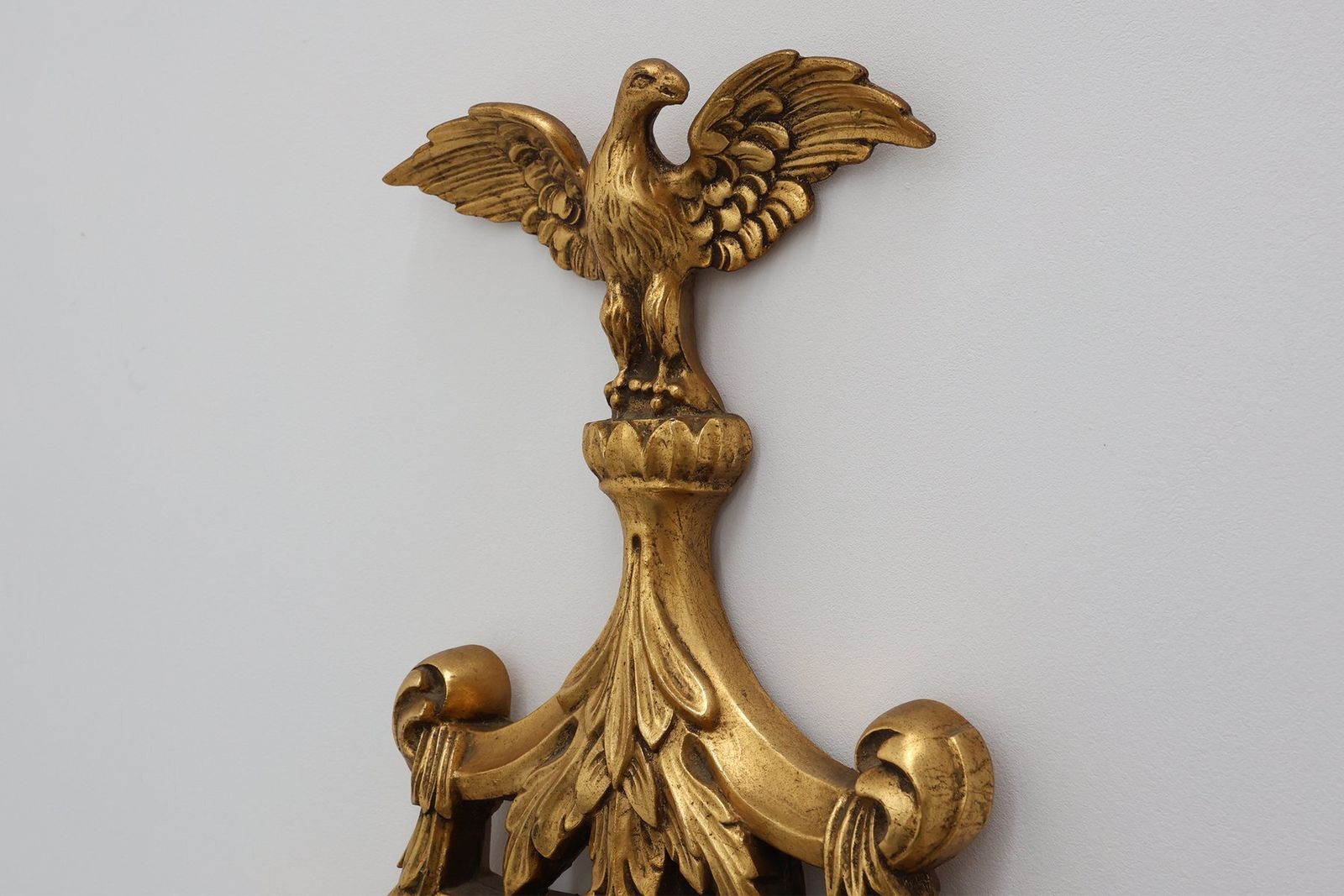 Vintage Gilded Wooden Mirror With Eagle On Top, 1950s photo vintage