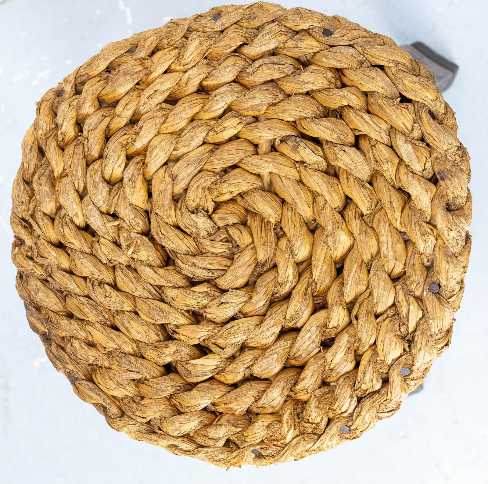 Three Legs Stool Round Oak, Iron & Straw By Audoux Minnet, France Circa 1950 photo buy