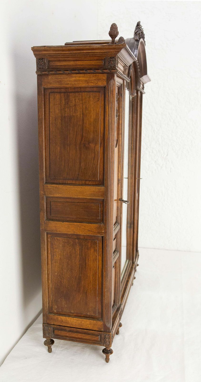 French Walnut & Beveled Mirror Little Armoire Chef D'oeuvre, Circa 1900 photo for sale