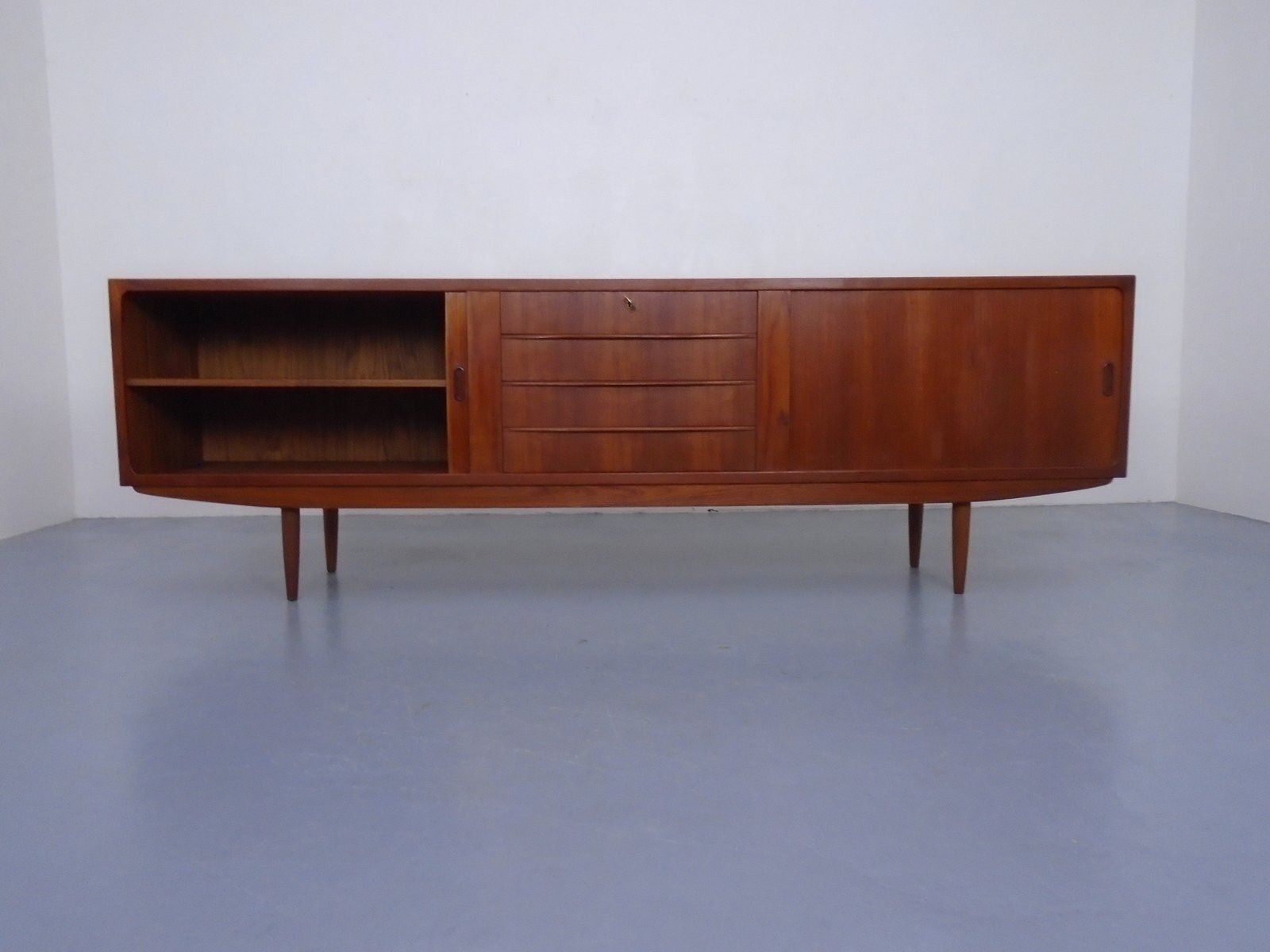 Large Teak Sideboard With Sliding Doors, Denmark, 1950s photo furniture