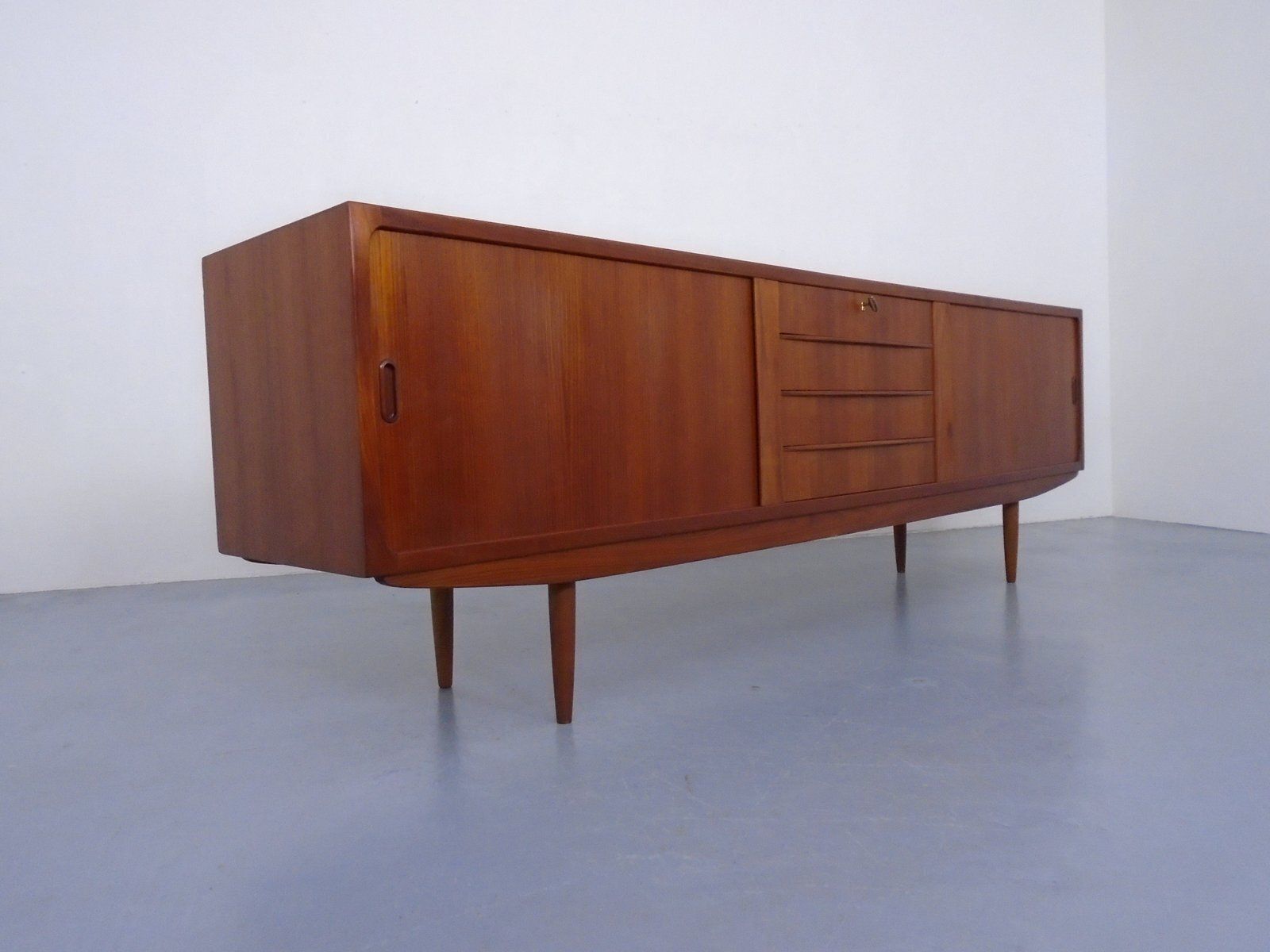Large Teak Sideboard With Sliding Doors, Denmark, 1950s photo Furniture