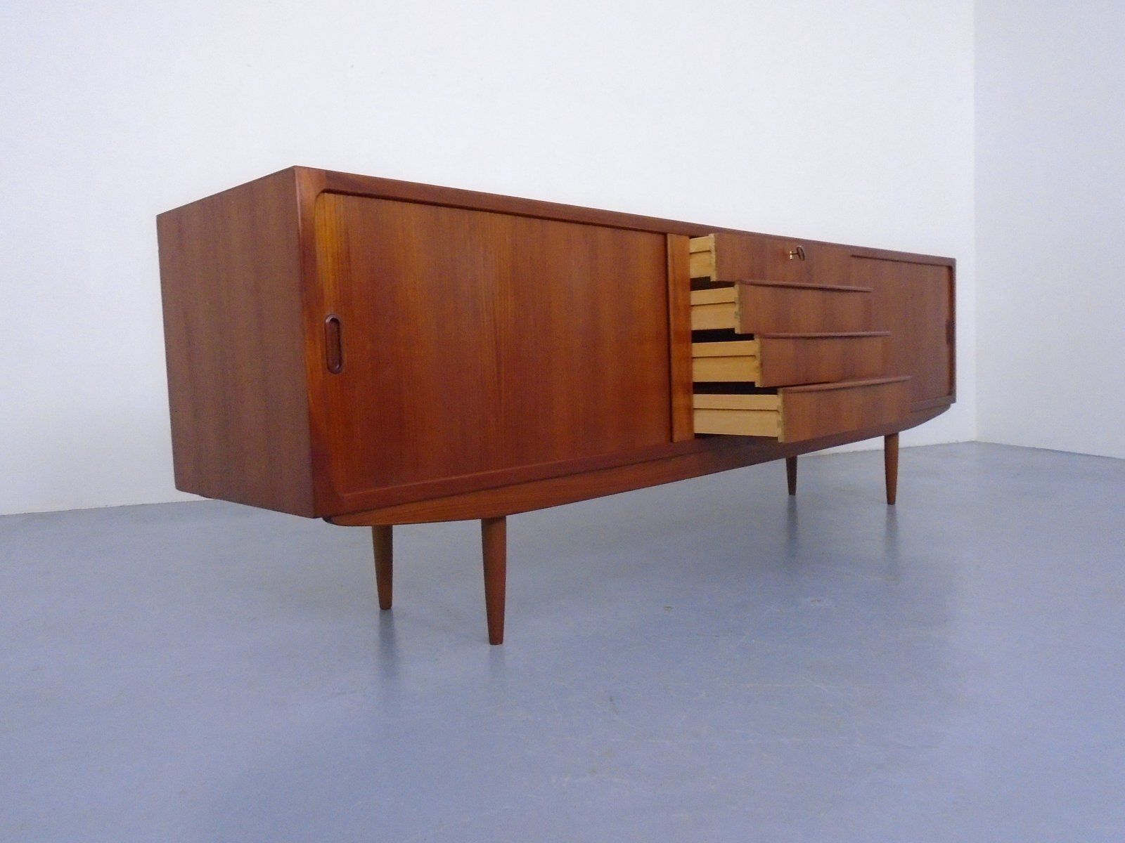 Large Teak Sideboard With Sliding Doors, Denmark, 1950s photo 1952.0