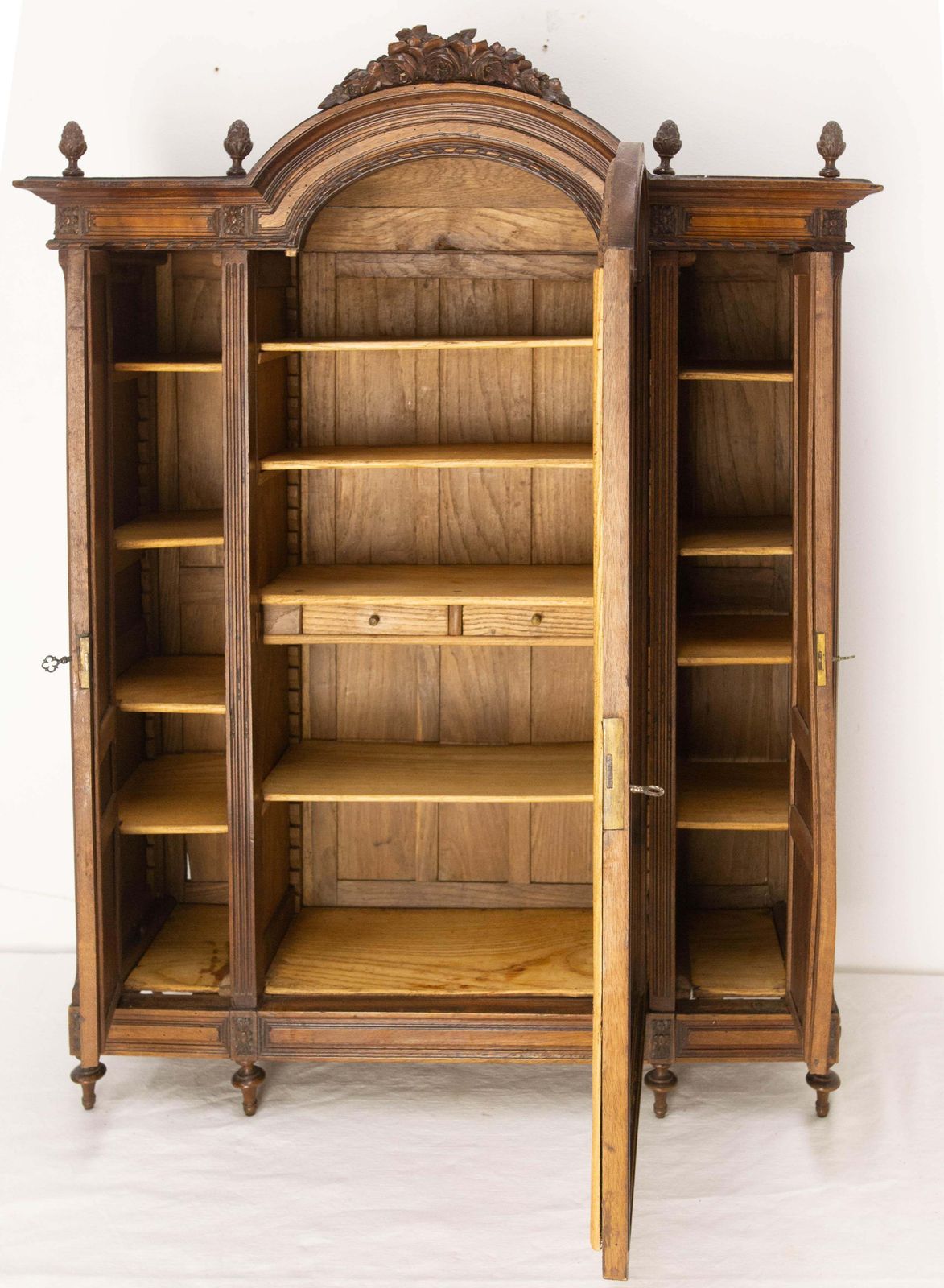 photo for sale French Walnut & Beveled Mirror Little Armoire Chef D'oeuvre, Circa 1900