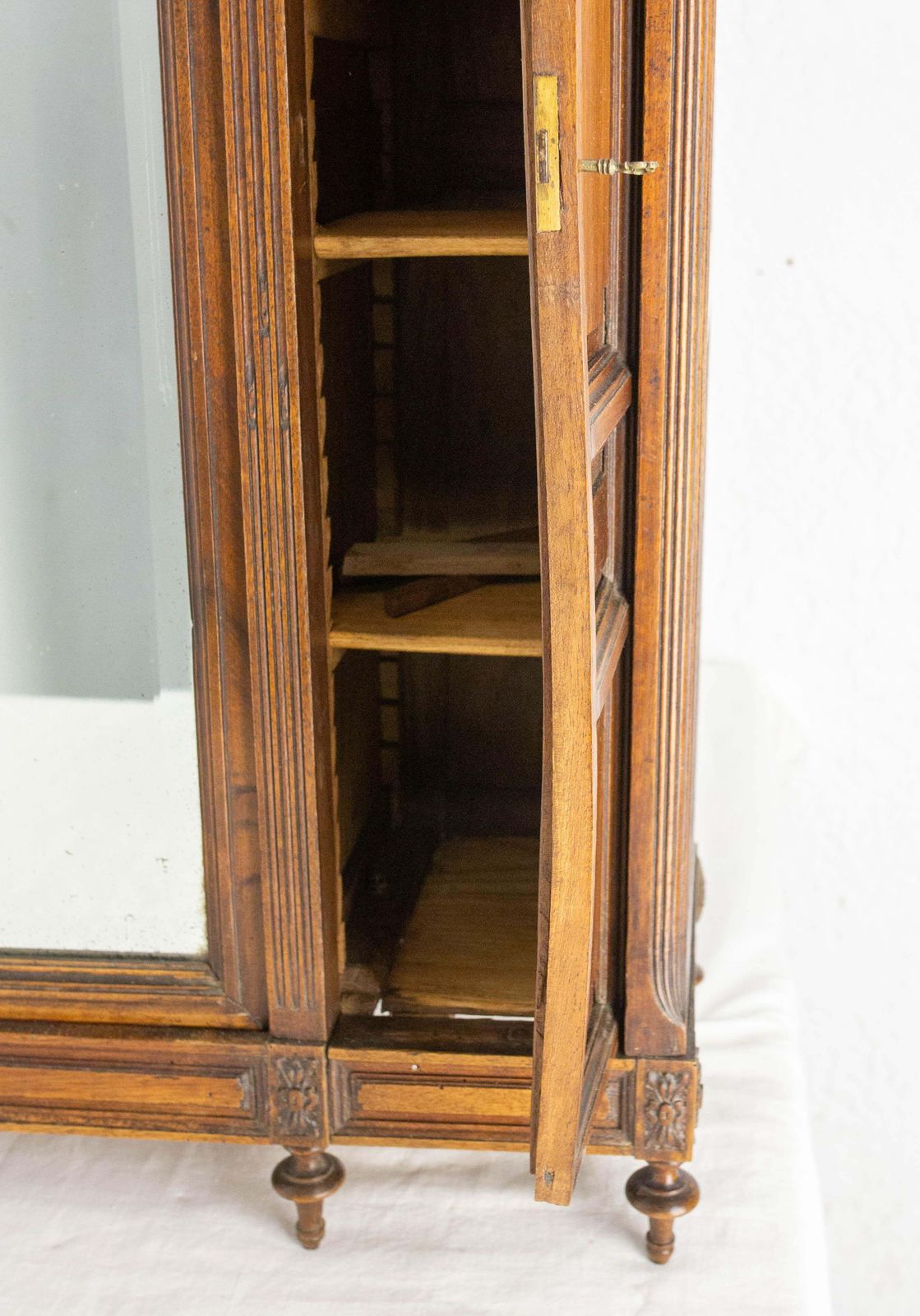 1084.0 French Walnut & Beveled Mirror Little Armoire Chef D'oeuvre, Circa 1900 photo