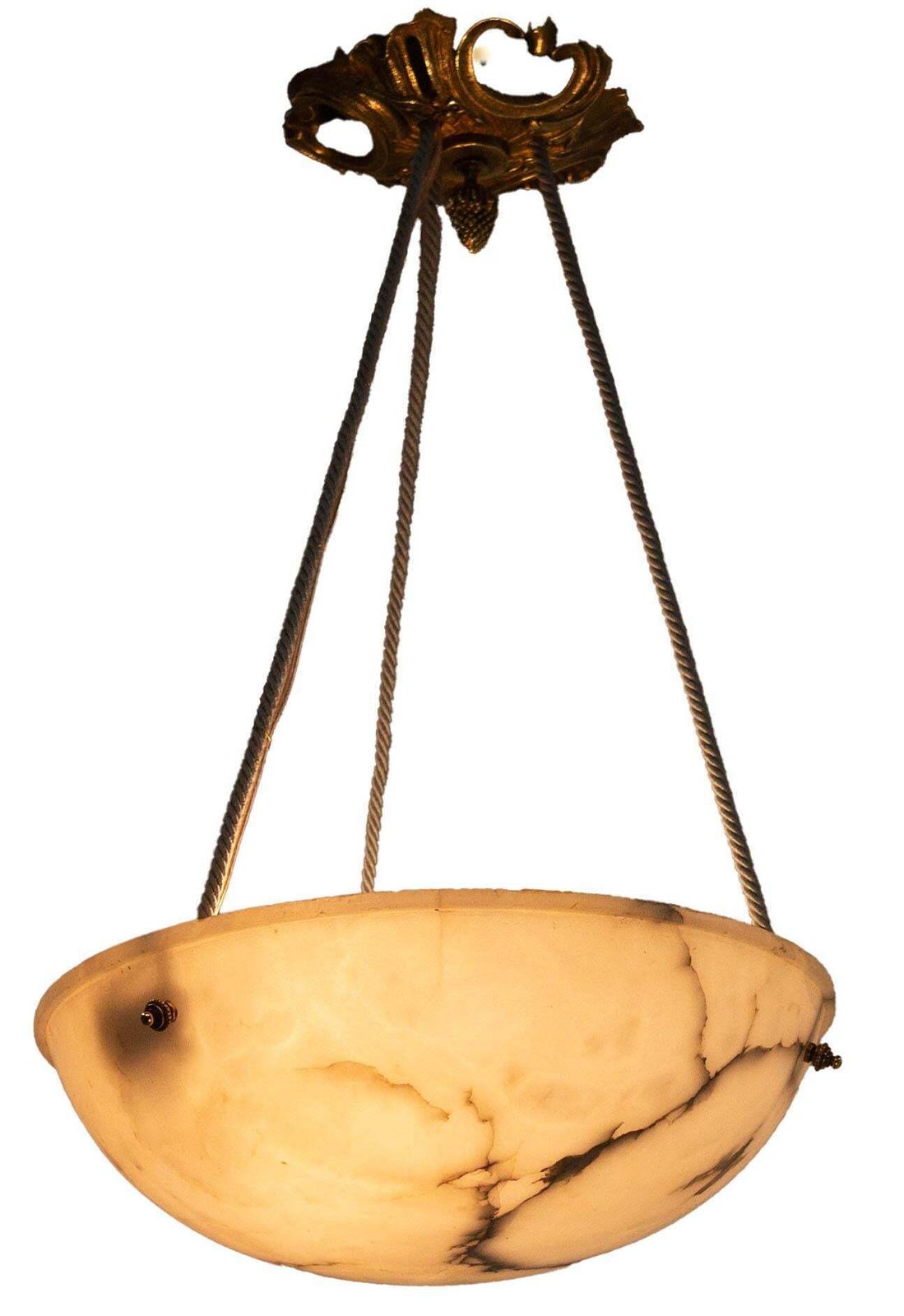 French Art Deco Lustre Alabaster Ceiling Pendant Chandelier, Circa 1930 photo furniture