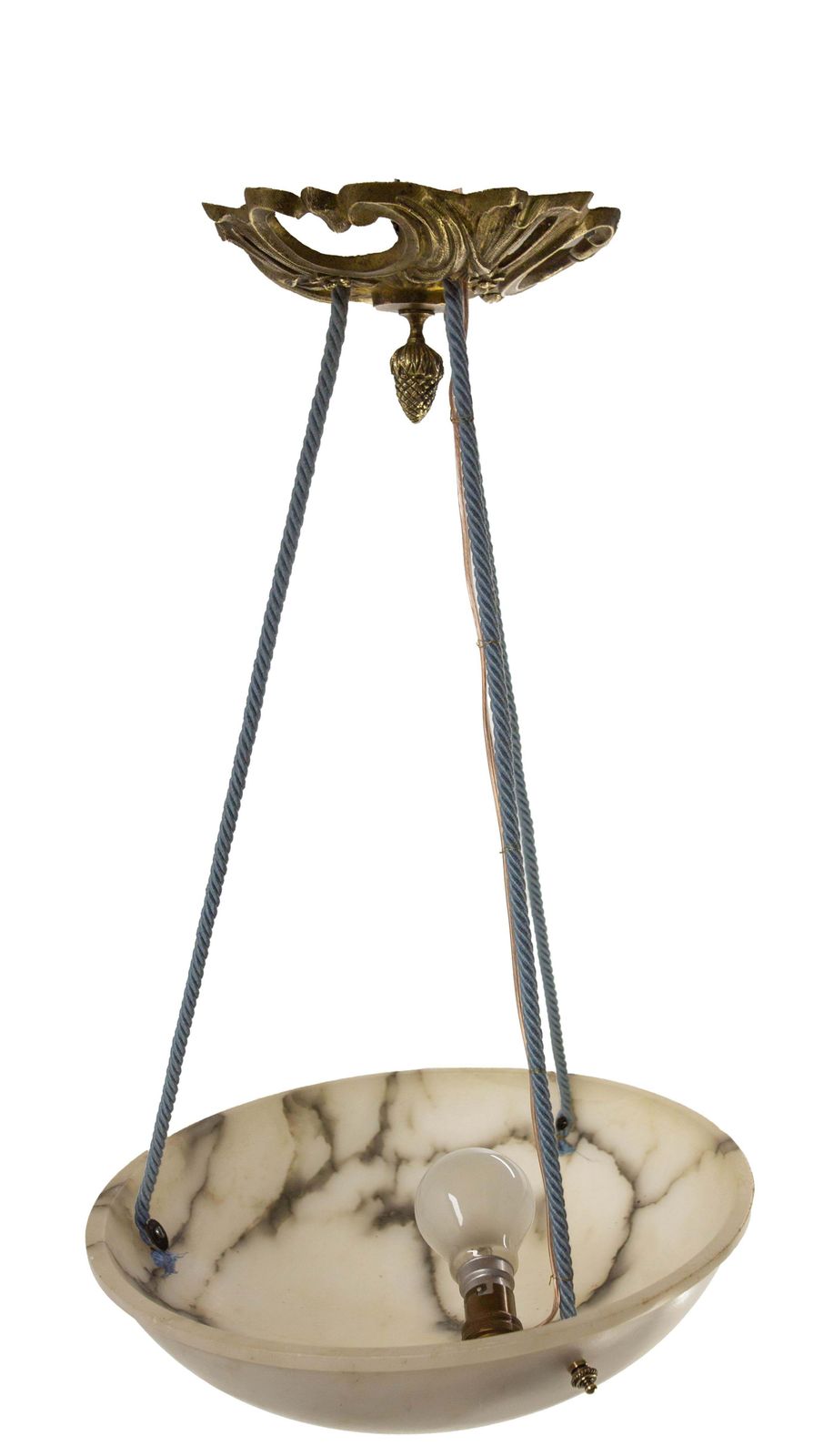 French Art Deco Lustre Alabaster Ceiling Pendant Chandelier, Circa 1930 photo vinterior