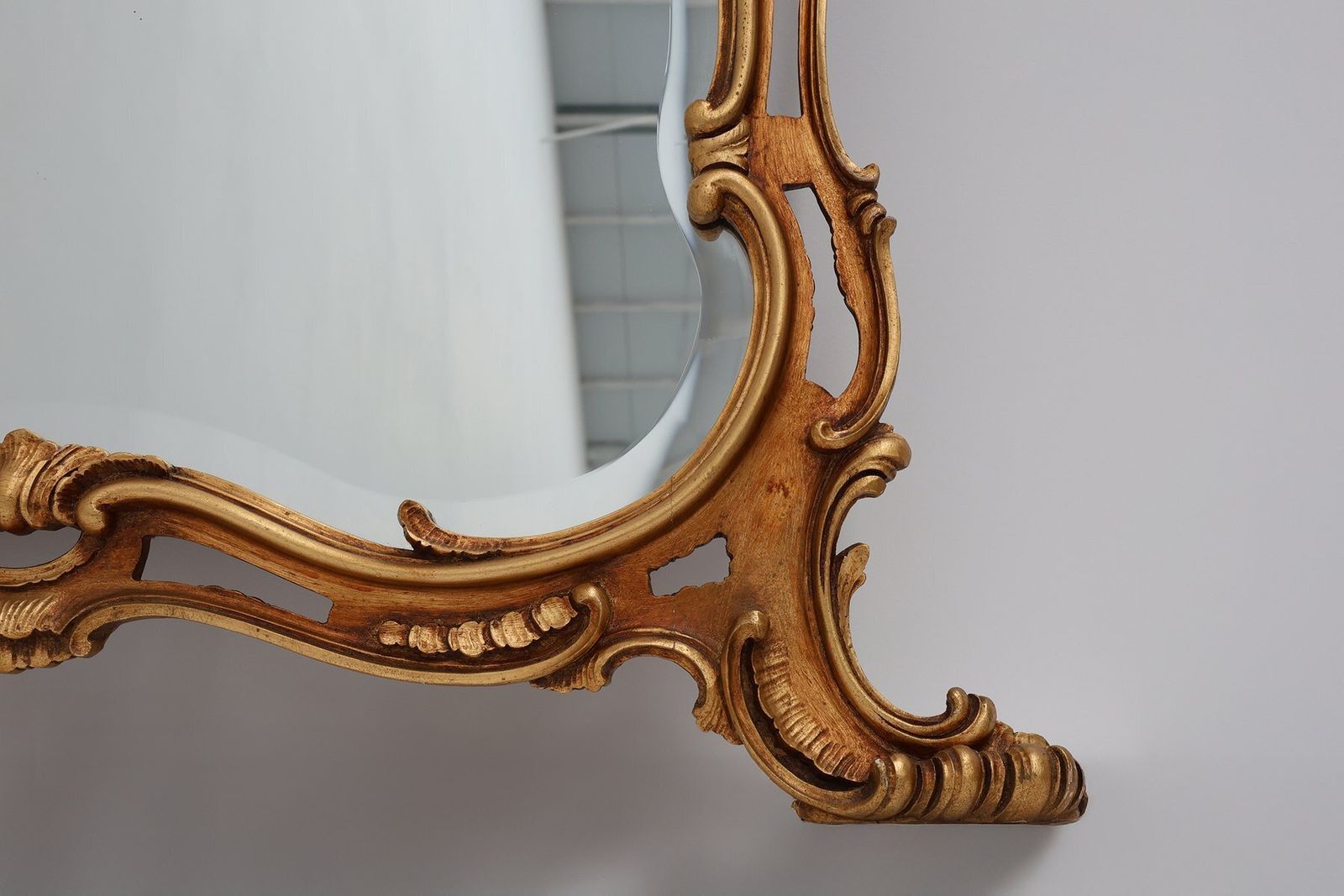 Large 20th Century Louis XV Baroque Gilt Wooden Mirror, 1950s photo 1874.0