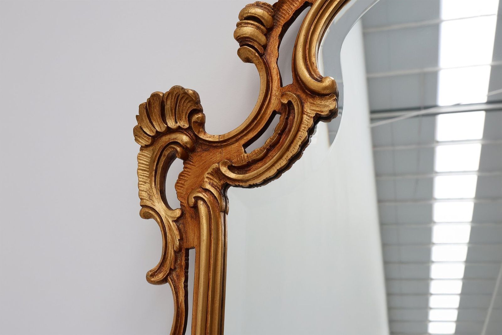 Large 20th Century Louis XV Baroque Gilt Wooden Mirror, 1950s photo vinterior