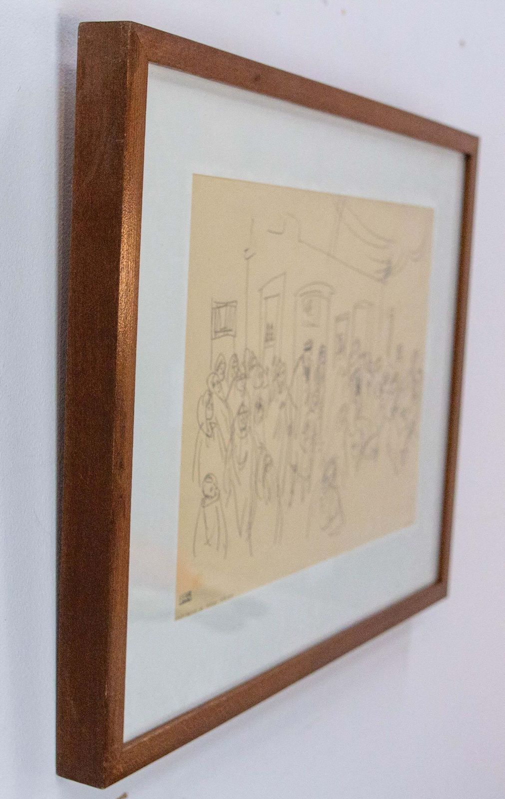French Jean Lanauve Cluzeau Pencil Drawing Jewish Wedding In Hara Kbira, 1947 photo for sale