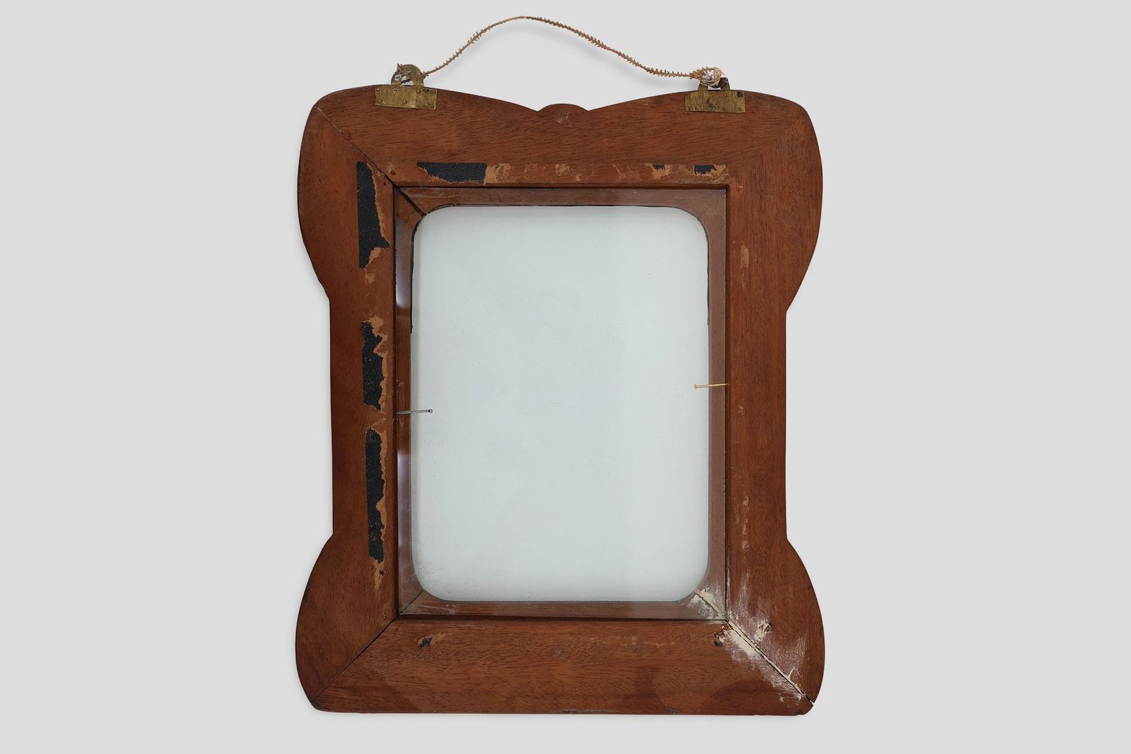 Home Decor Art Nouveau Embossed Copper And Wood Art Picture Frame, France, 1910s photo