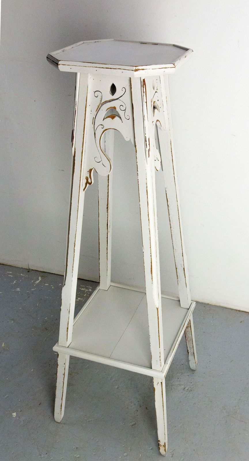 French Octogonal Selette Pedestal Or Plant Holder Poplar Patinated Paint C 1900 photo Home Decor