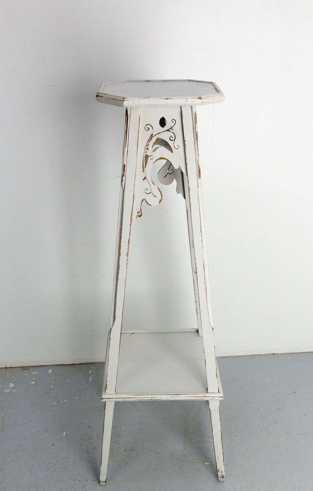 French Octogonal Selette Pedestal Or Plant Holder Poplar Patinated Paint C 1900 photo vinterior