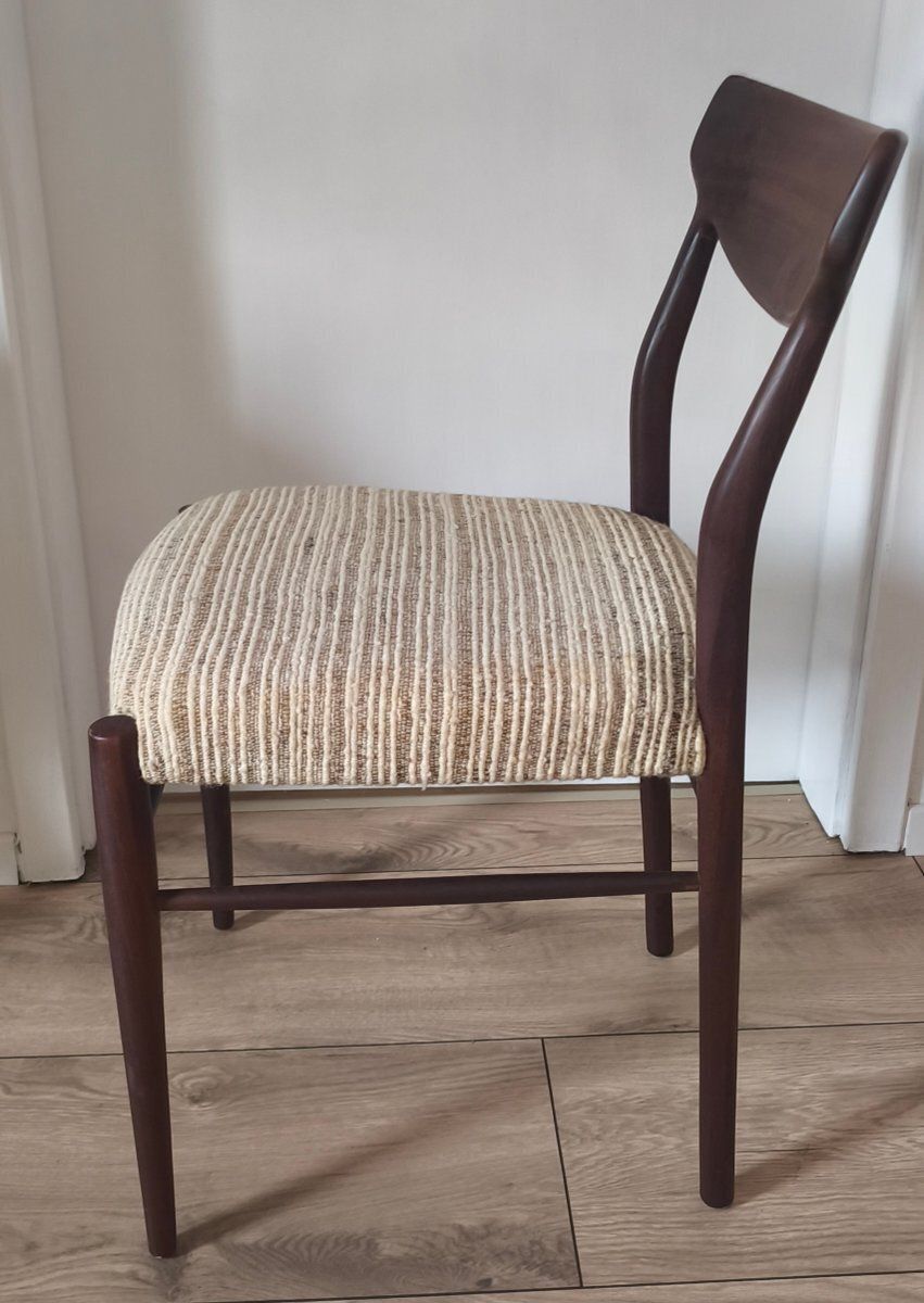 Mid Century Wooden Dining Chairs With Wool Upholstery From Lübke, 1960s, Set Of 4 photo for sale
